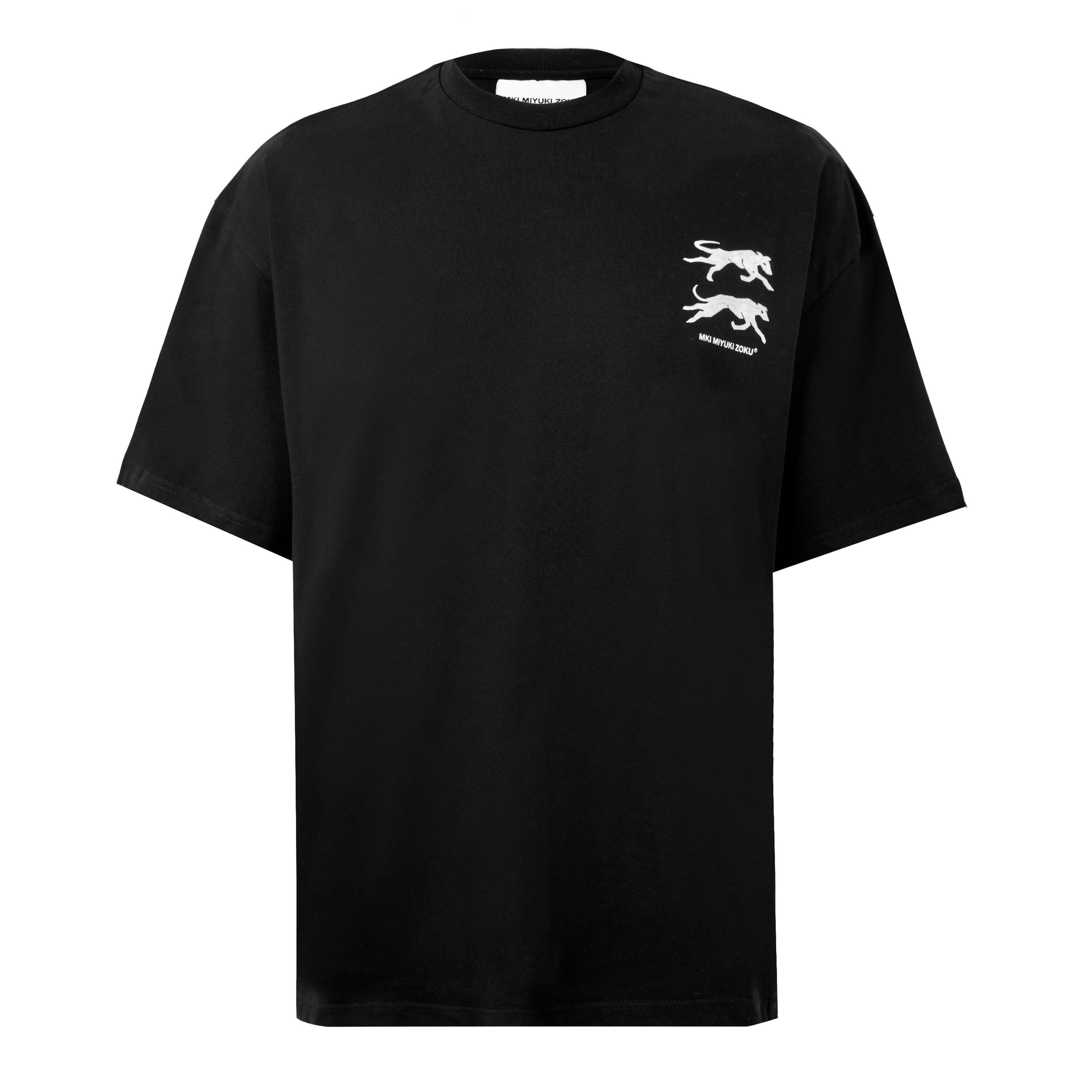 Black - MKI MIYUKI ZOKU - Men's Greyhound Graphic Cotton Short-Sleeve Oversized T-Shirt - 1