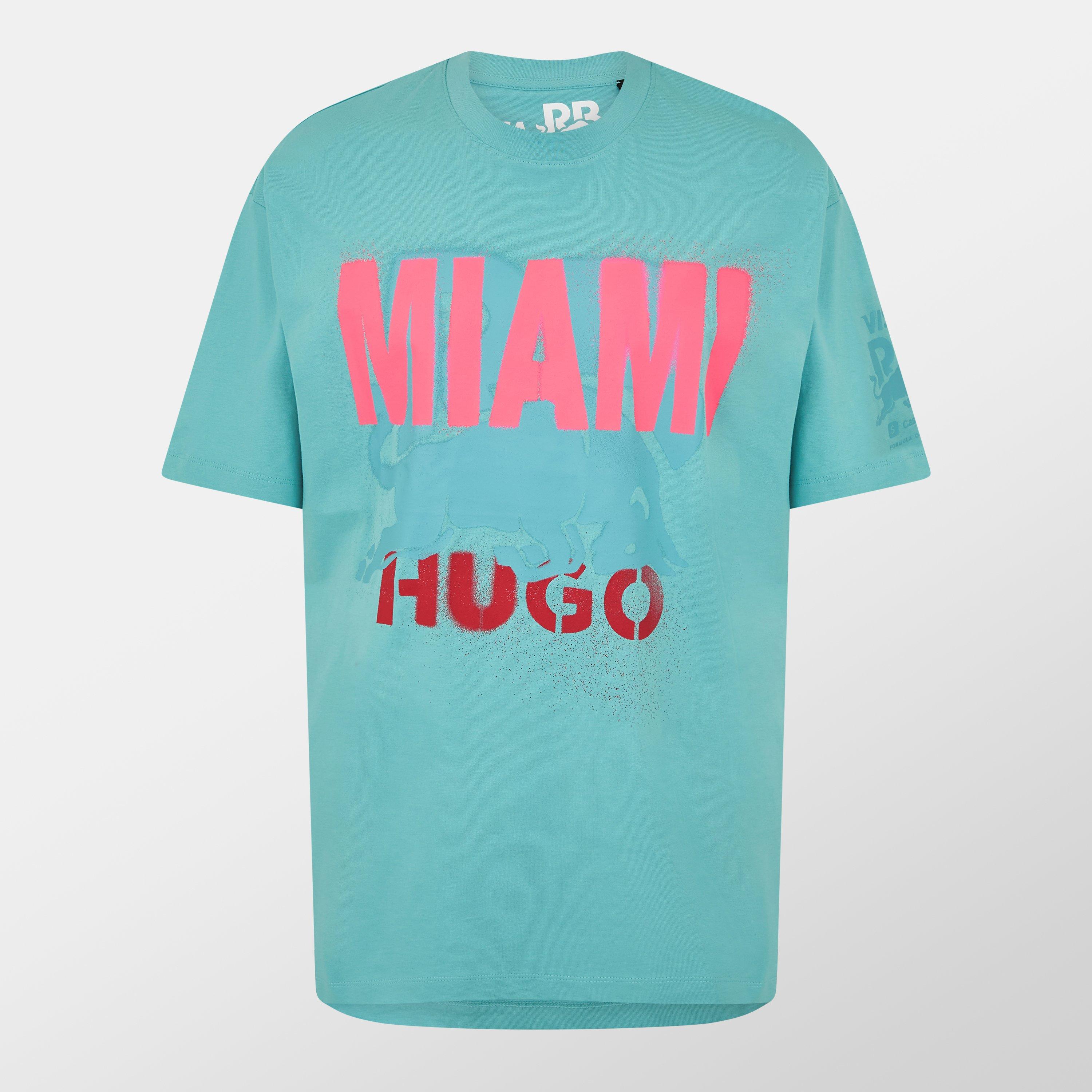 Hugo Men's Miami Print Regular Fit T-Shirt - Turquoise/Aqua - M
