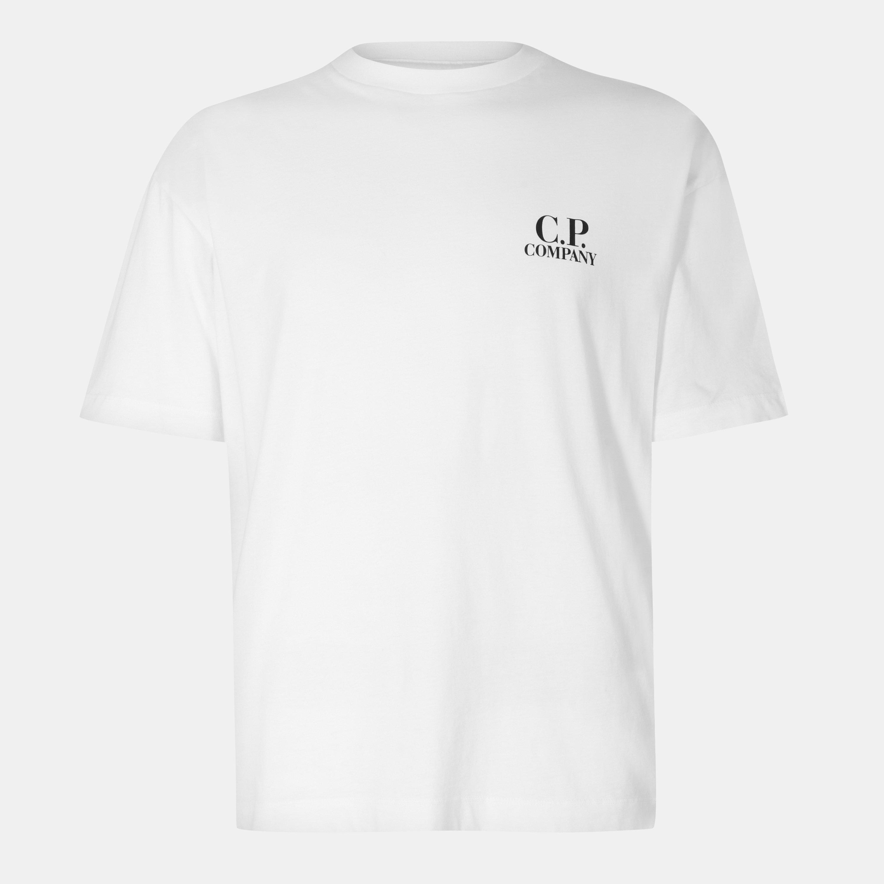 CP Company Double Logo Tee - Gauze White 103 - Size XS (44)