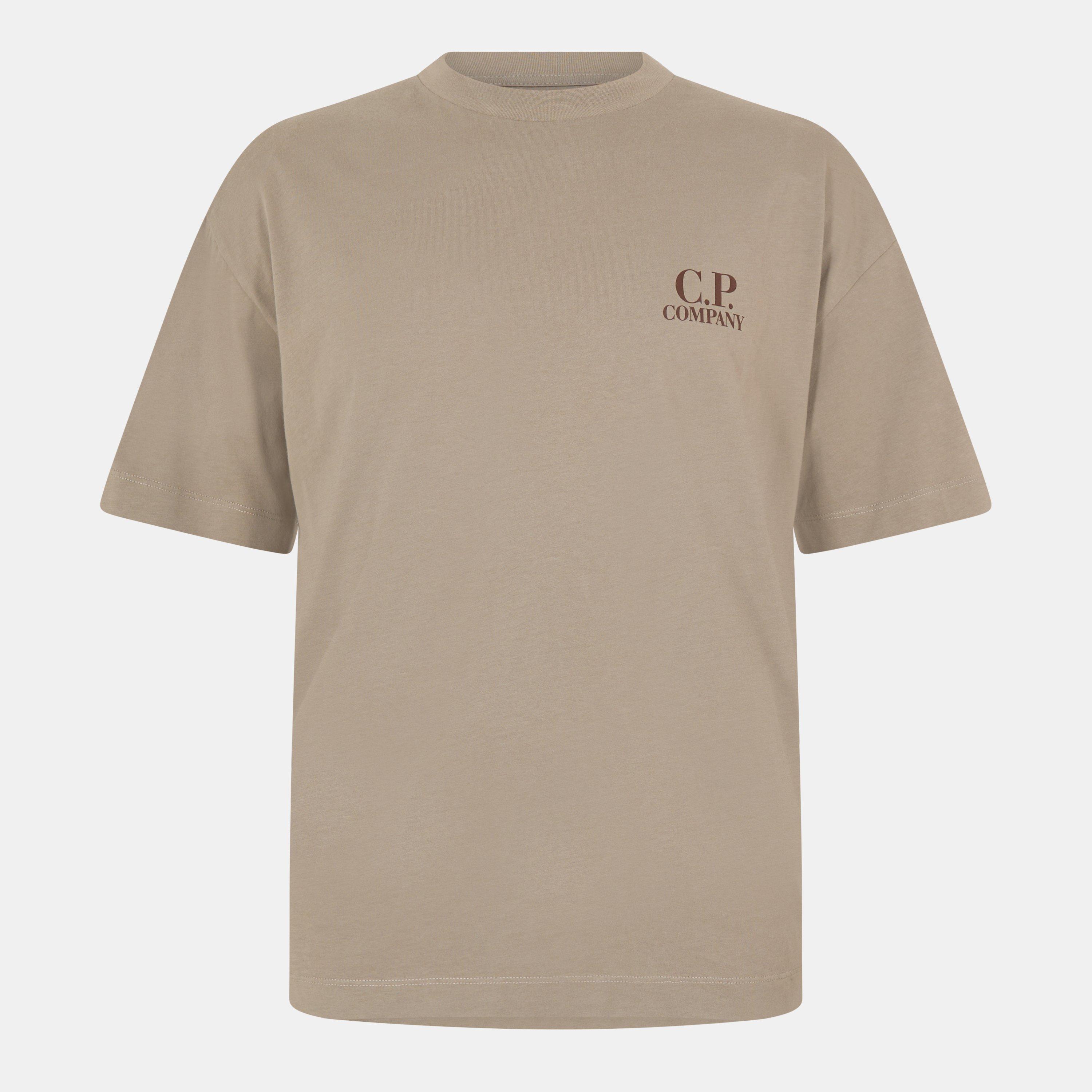 CP Company Double Logo Tee - Fallen Rock 356 - Size S (46)