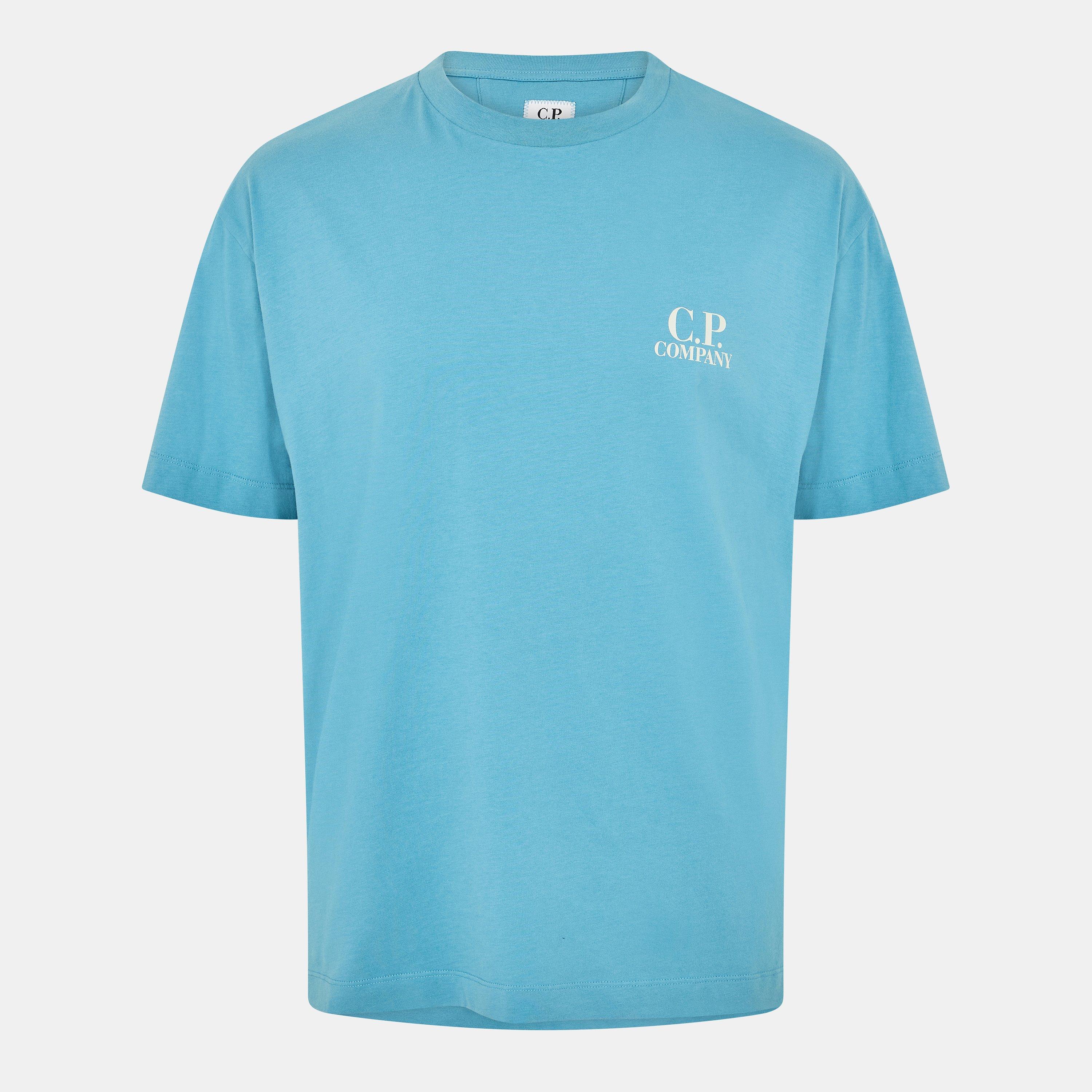 Cp Company Men's Double Logo Tee - Aegean Blue 815 - XS (44)