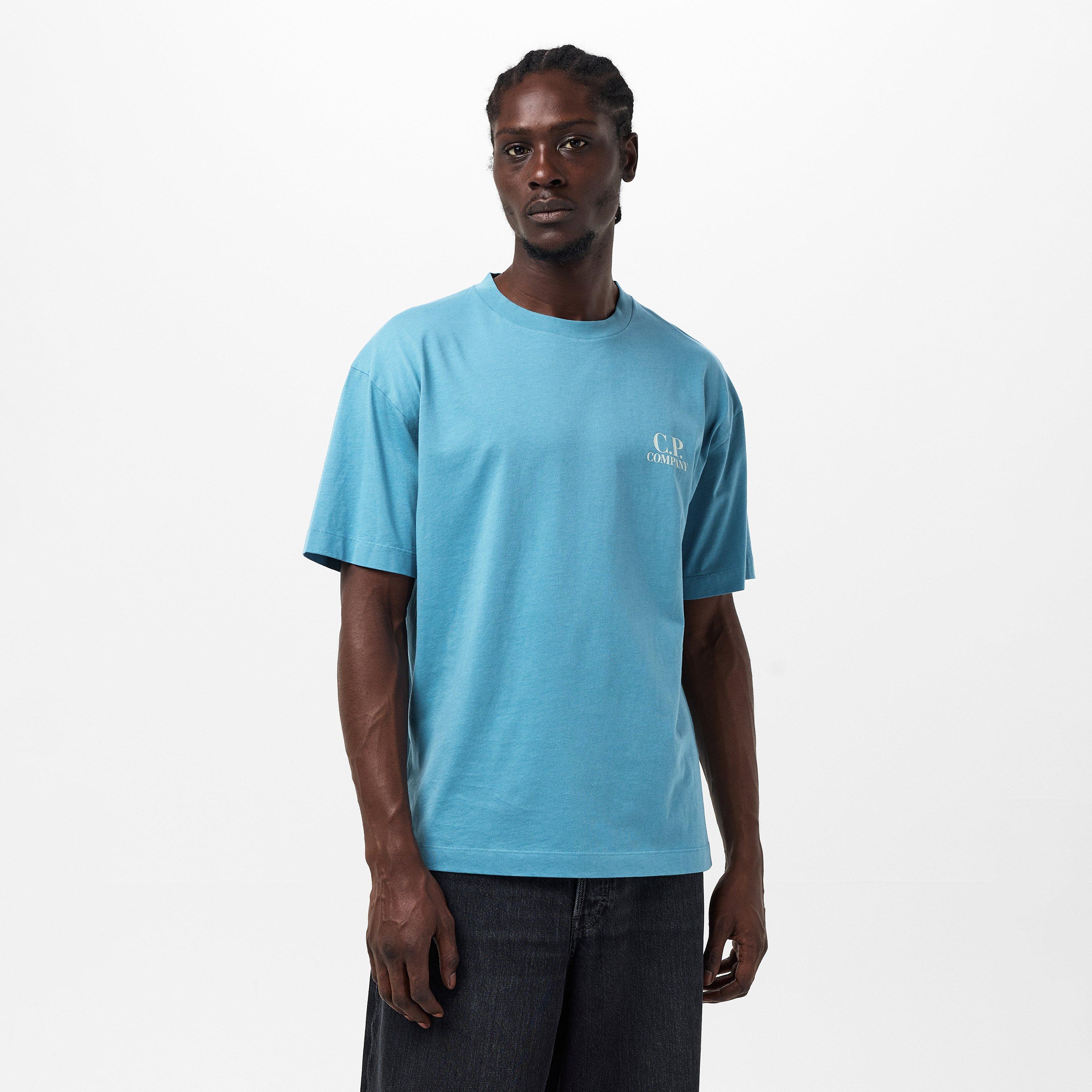 Aegean Blue 815 - CP Company - Double Logo Tee - 3