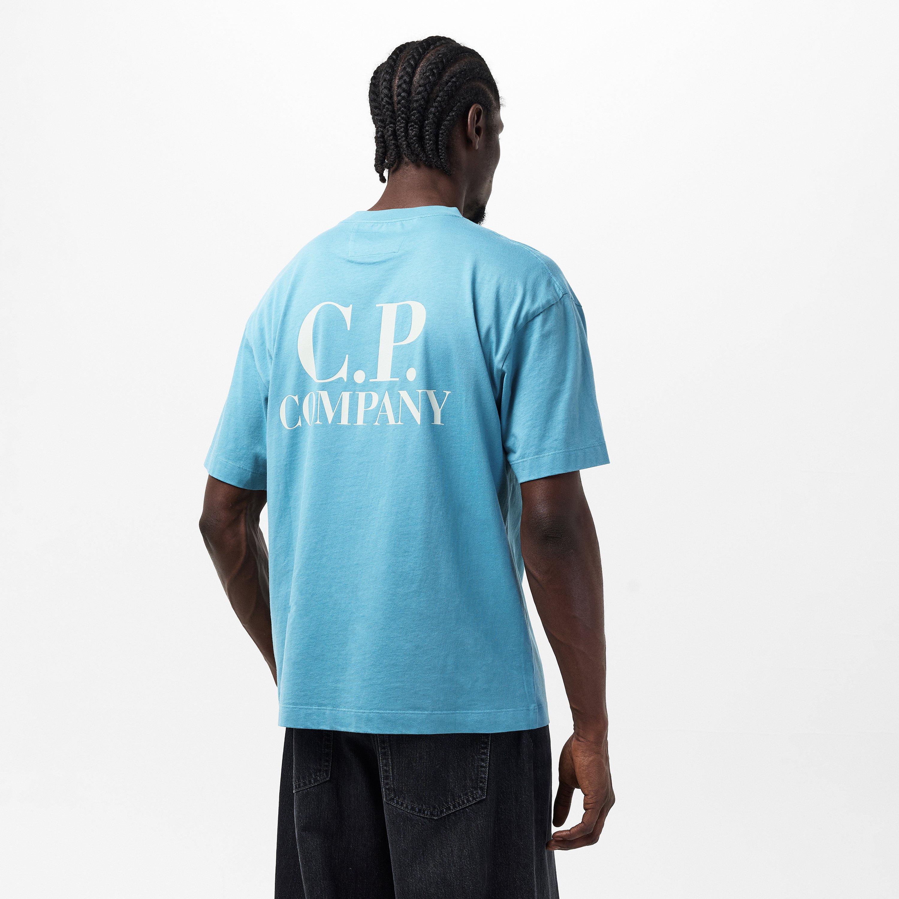 Aegean Blue 815 - CP Company - Double Logo Tee - 4
