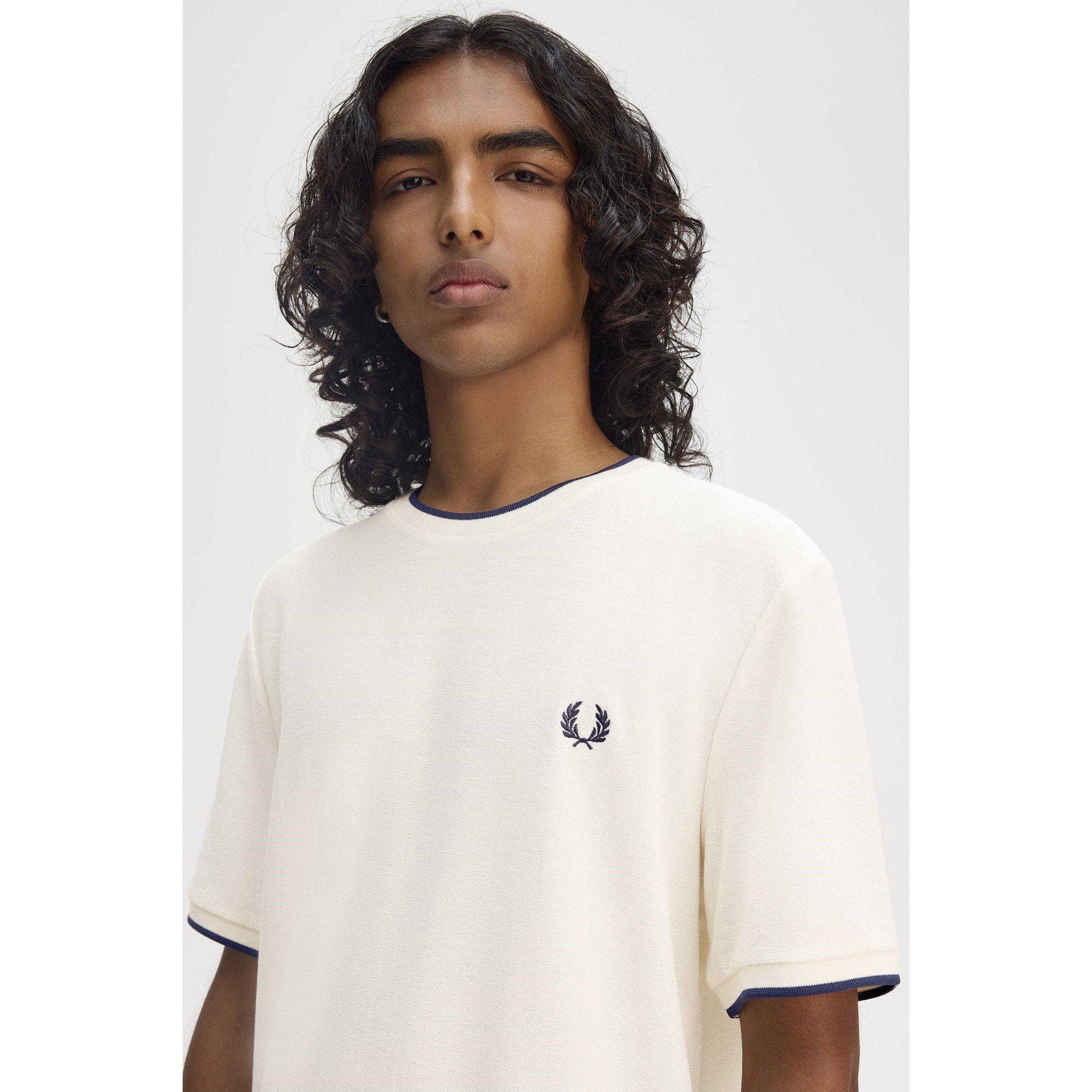 Ecru 560 - Fred Perry - Men's Regular Fit Crepe Pique T-Shirt - 4