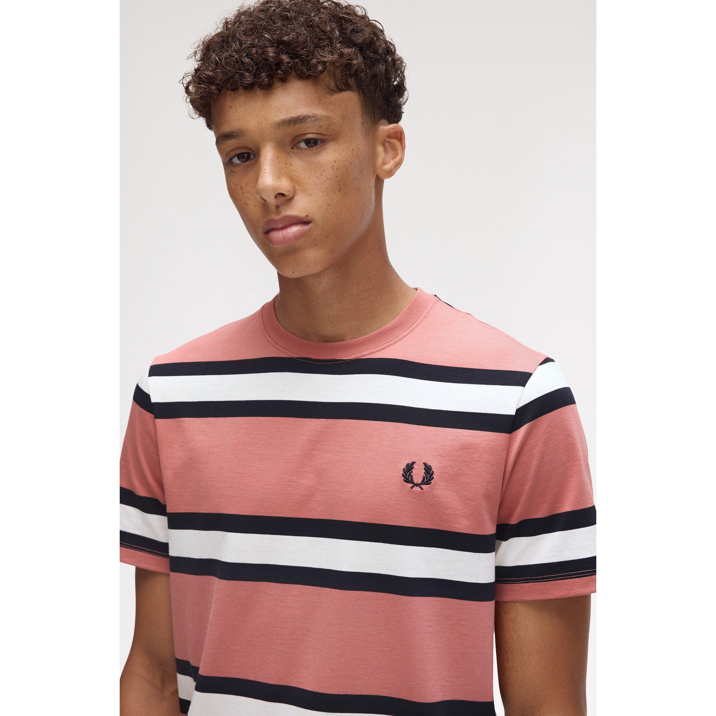 Putty Pink X90 - Fred Perry - Men's Bold Stripe Regular Fit T-Shirt - 5