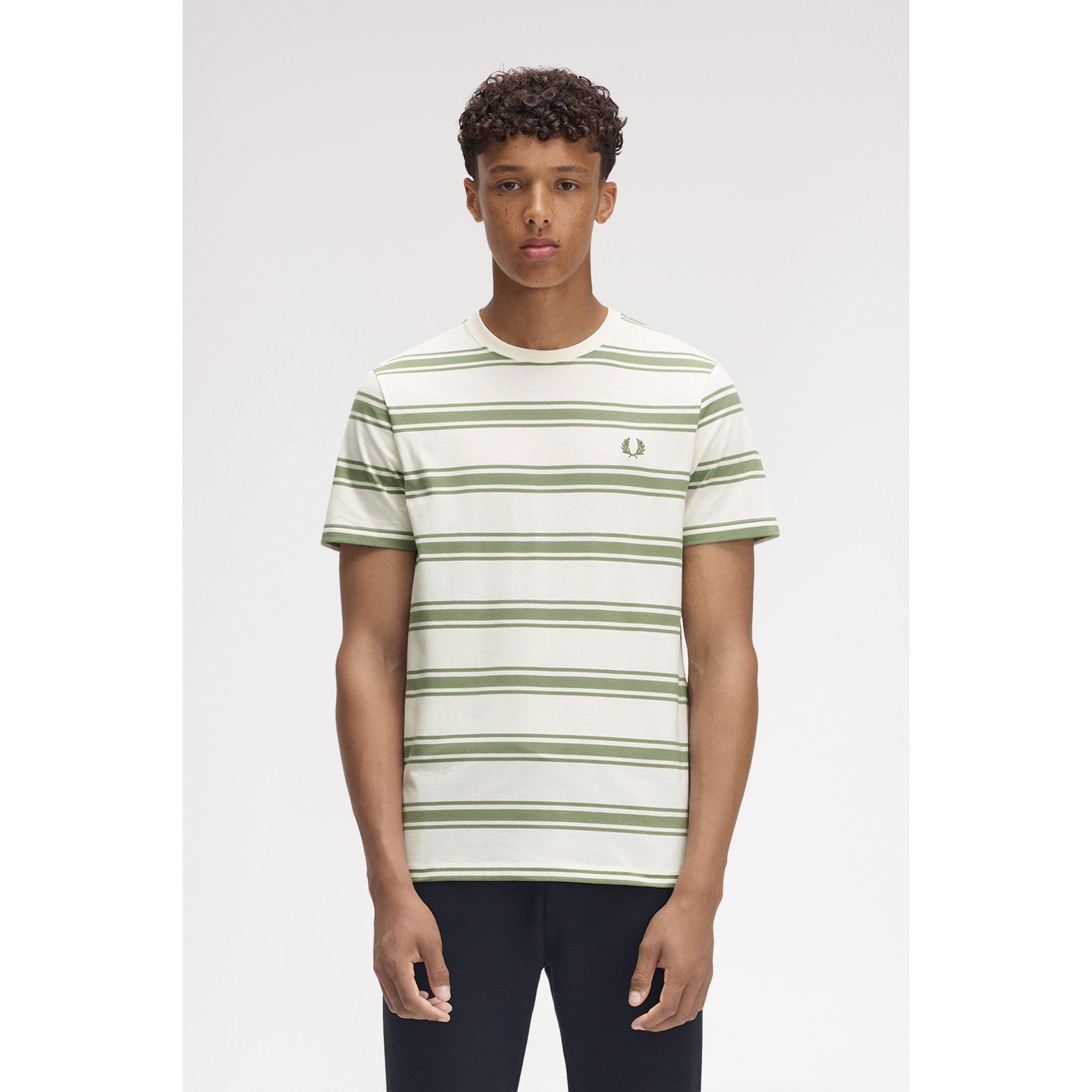 Light Ecru 760 - Fred Perry - Men's Fine Stripe Regular Fit T-Shirt - 3