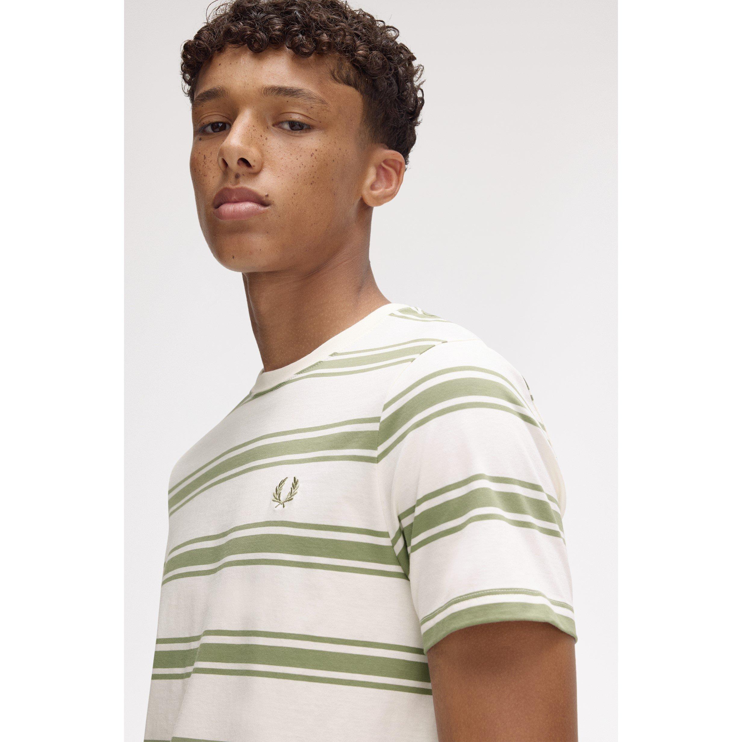 Light Ecru 760 - Fred Perry - Men's Fine Stripe Regular Fit T-Shirt - 4