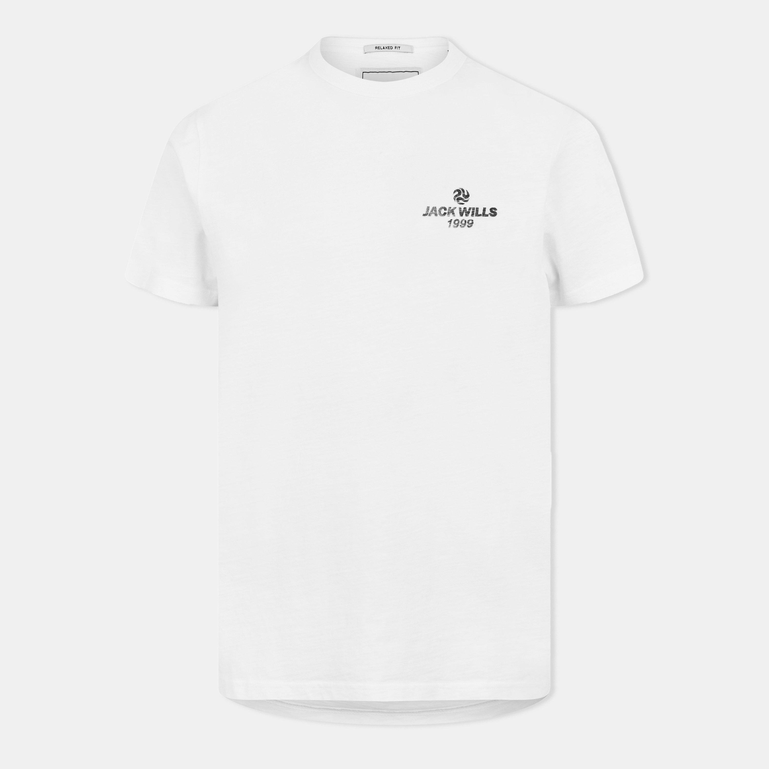 White - Jack Wills - Men's JW Reverse Print Regular Fit T-Shirt - 1