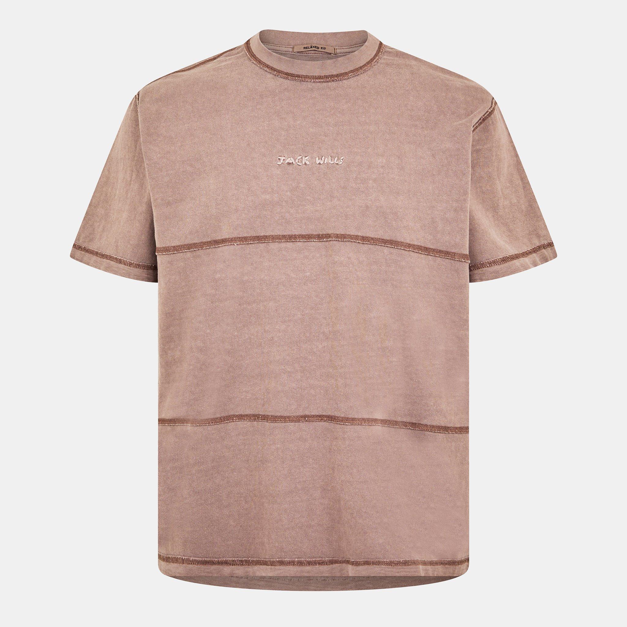 Brick Pink - Jack Wills - Men's JW Garment Dye Regular Fit T-Shirt - 1