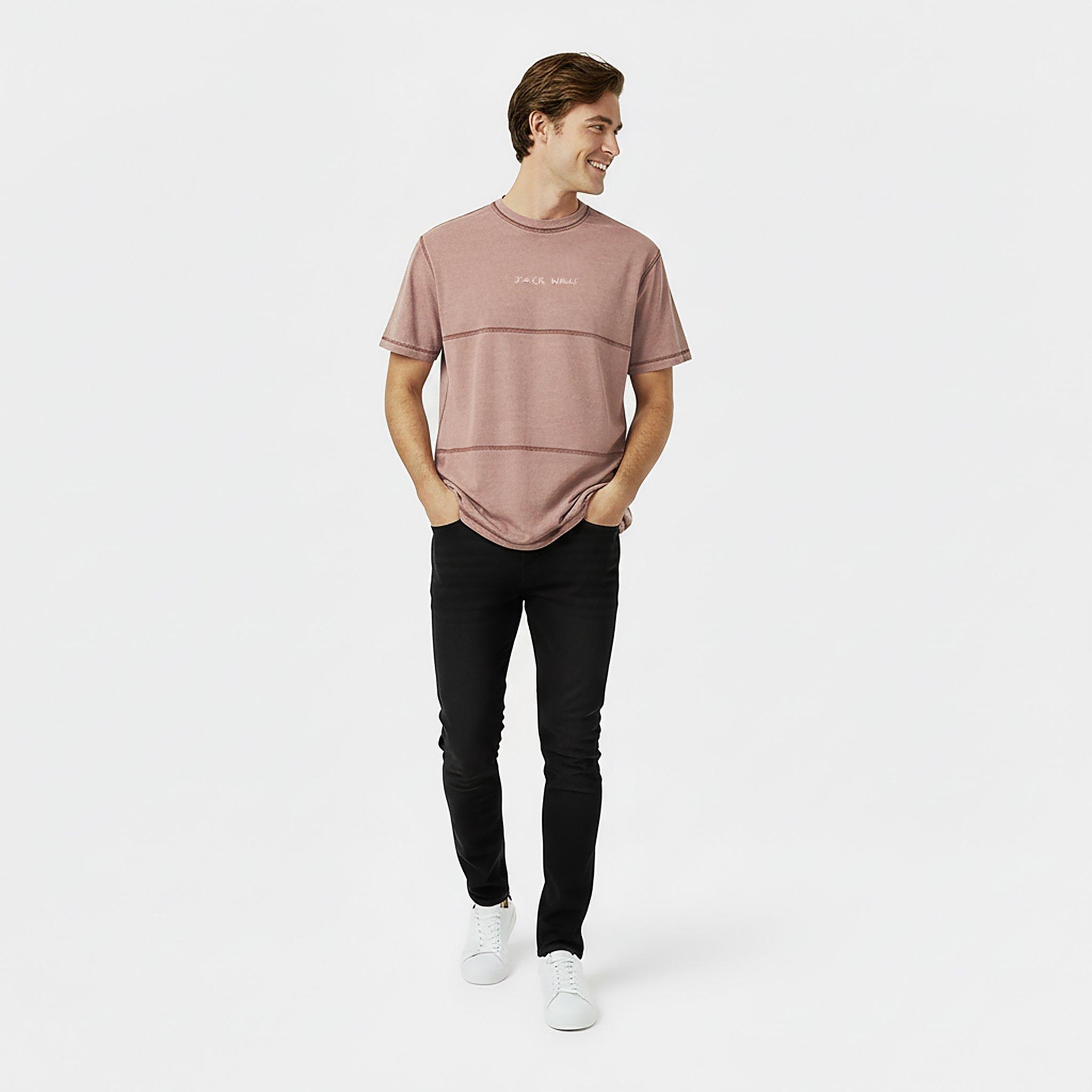 Brick Pink - Jack Wills - Men's JW Garment Dye Regular Fit T-Shirt - 5