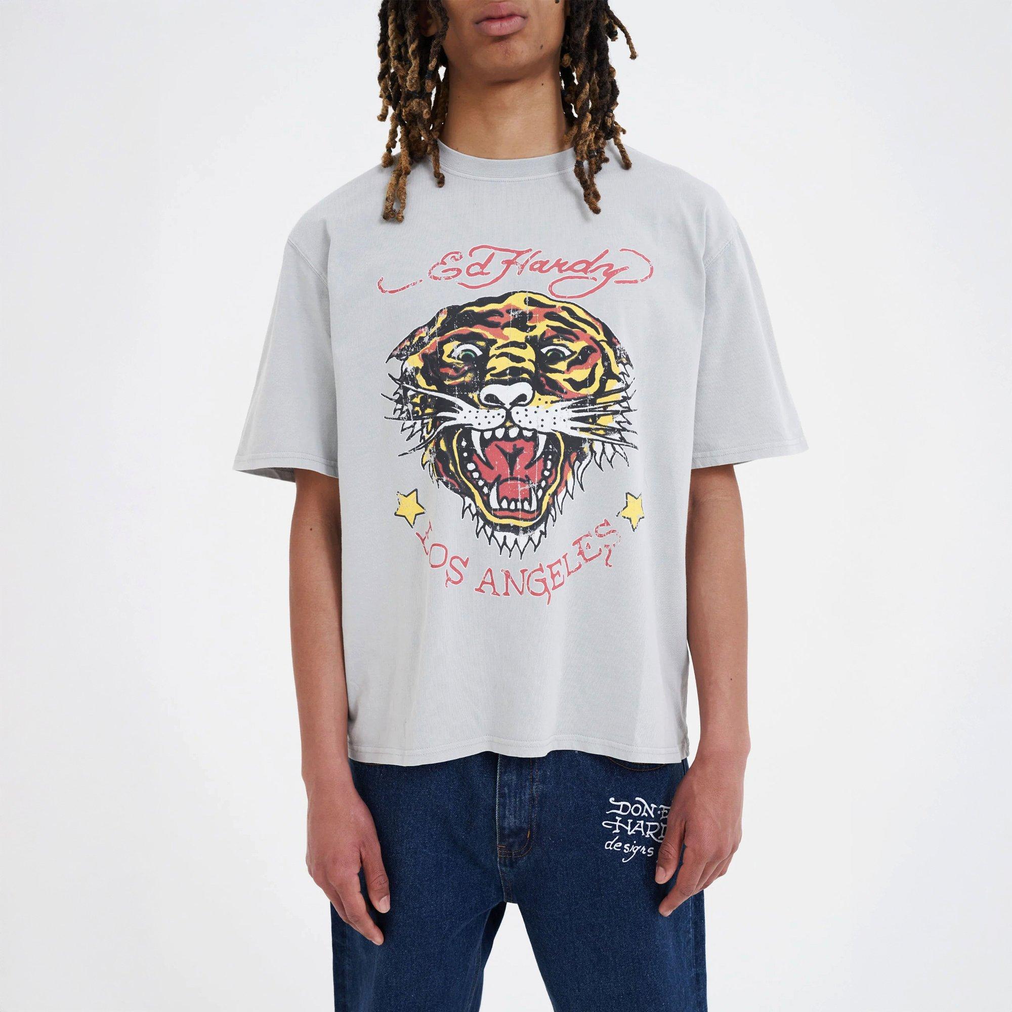 Ed Hardy Men's La Tiger Vintage Oversized T-Shirt