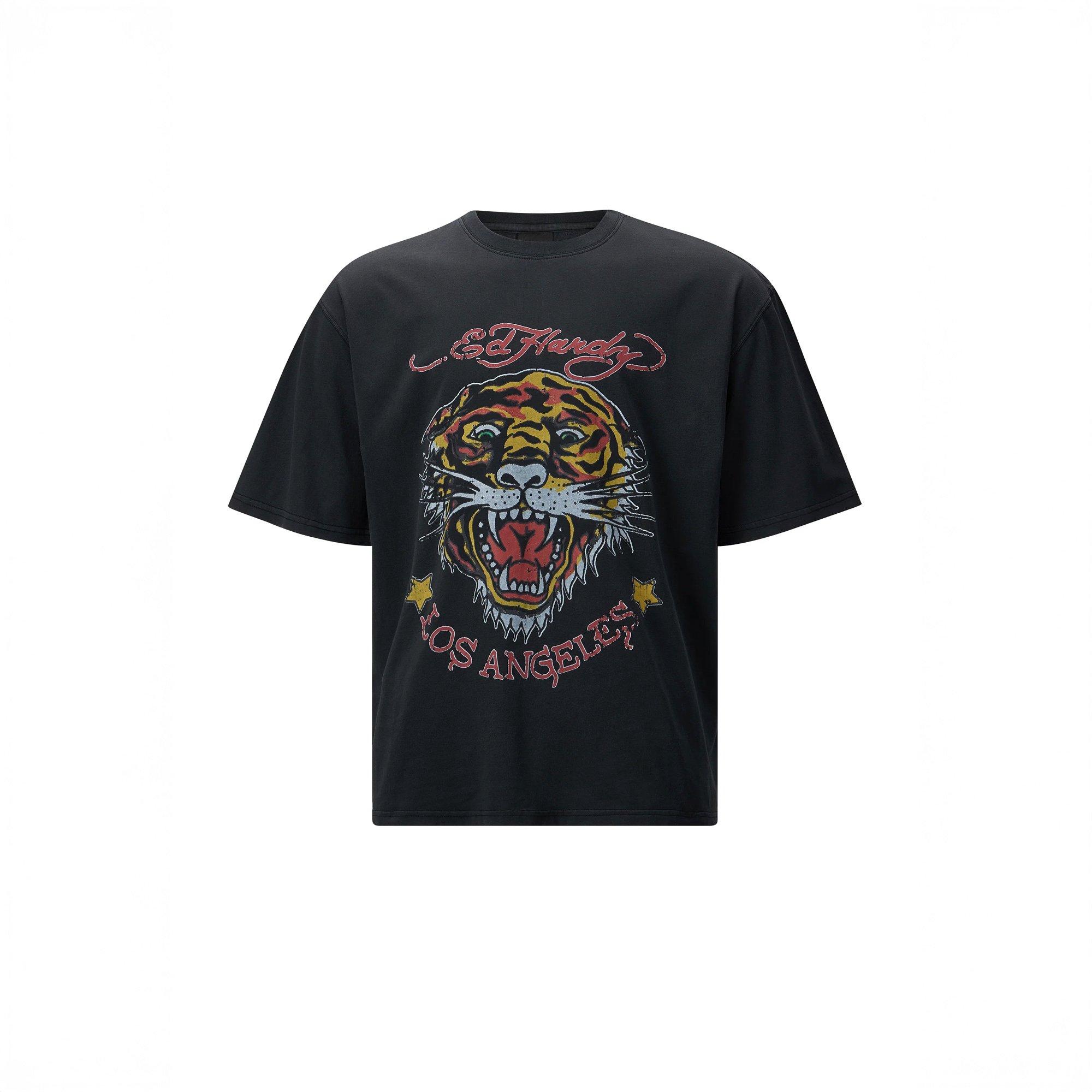 Black - Ed Hardy - Men's La Tiger Vintage Oversized T-Shirt - 4