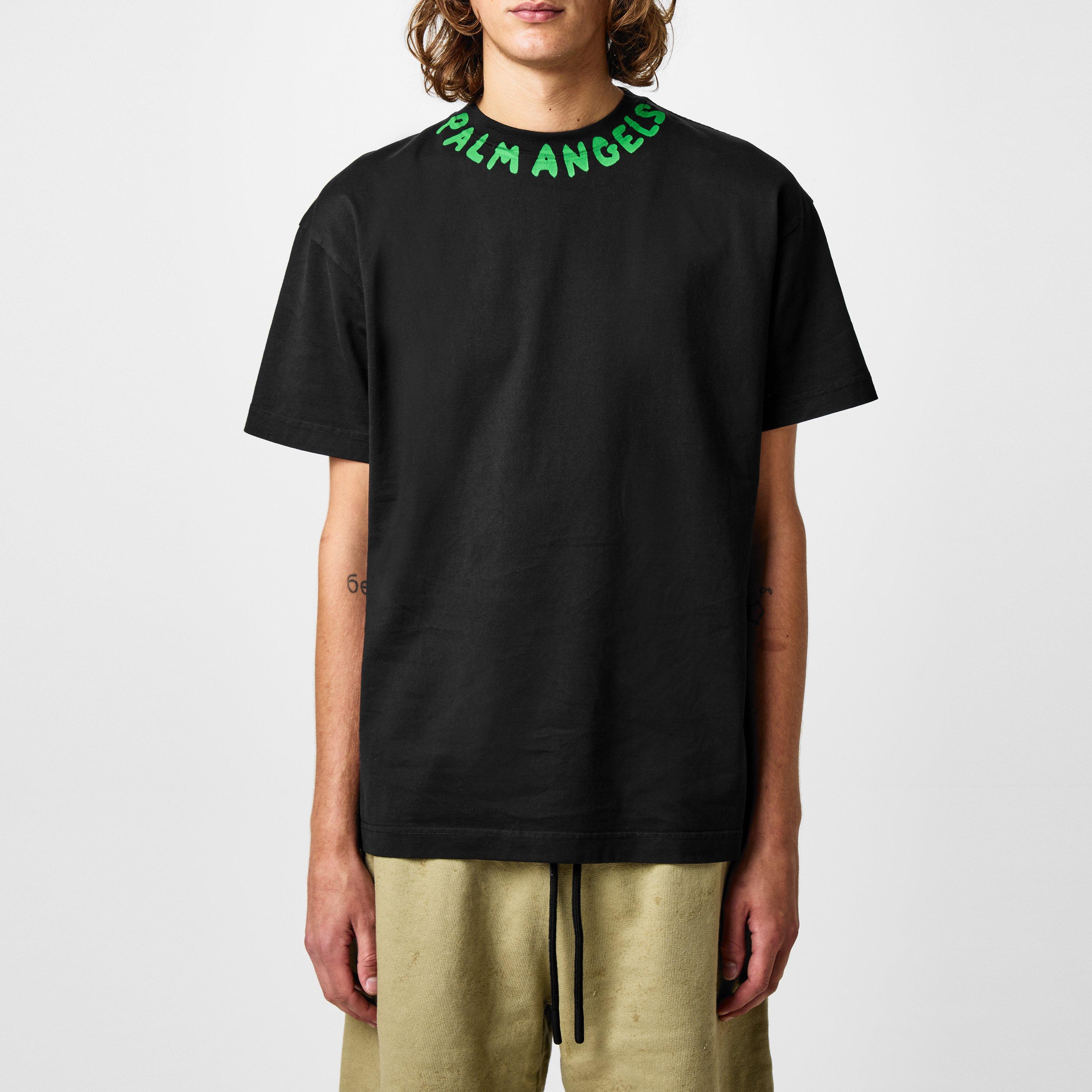 Black - Palm Angels - Neck Logo T-Shirt - 3
