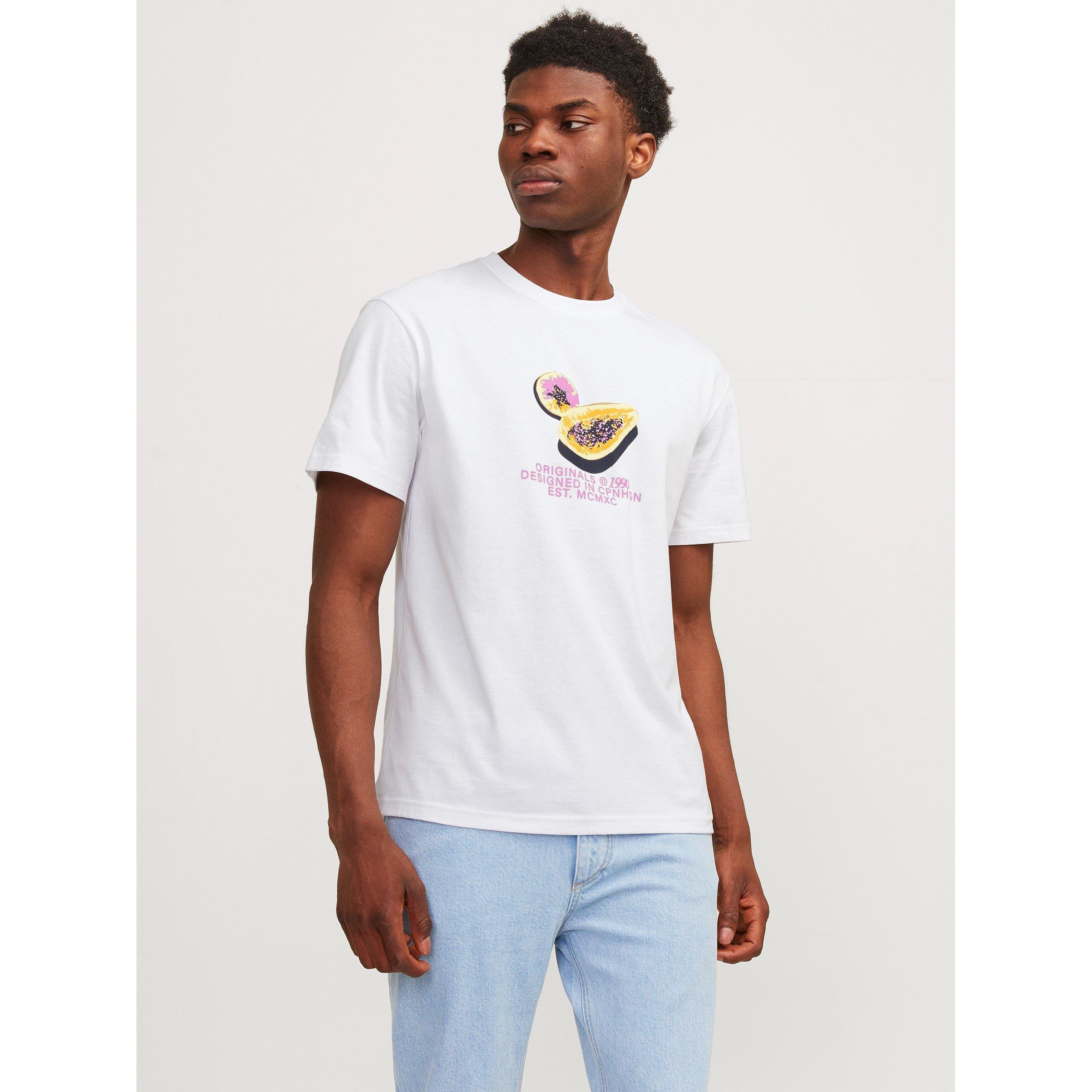 Jack And Jones Men's Regular Fit Printed Graphic T-Shirt - Bright White - XS