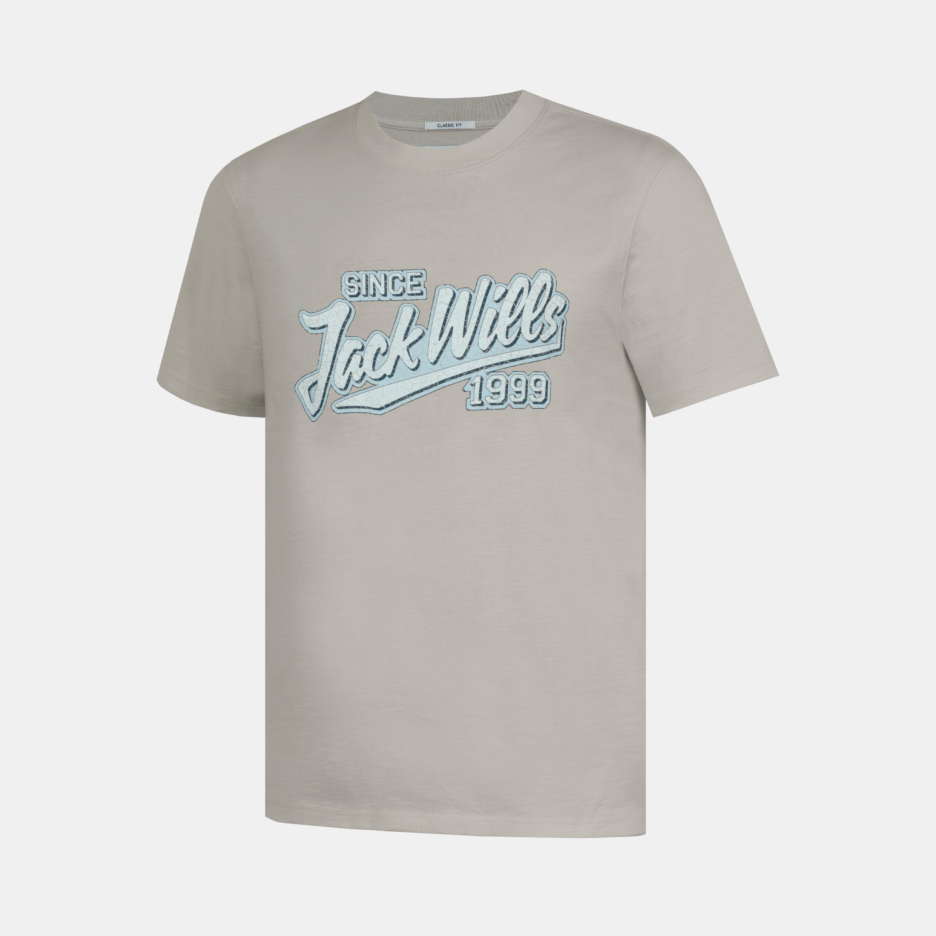 Beige - Jack Wills - Men's Retro Graphic Cotton Short Sleeve Crew Neck T-Shirt - 2