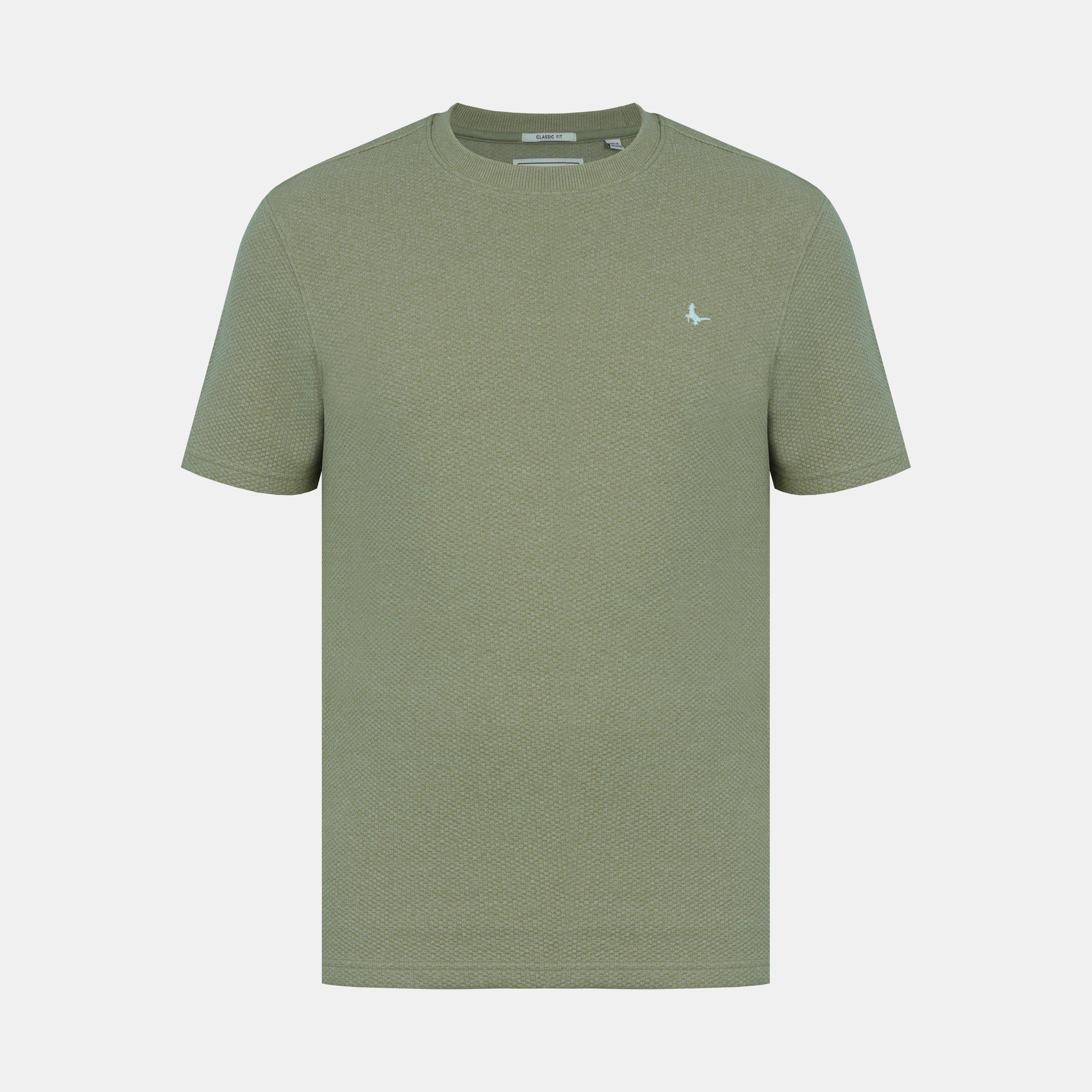 Salbeigrün - Jack Wills - Men's JW Bubble Texture Cotton Short Sleeve Crew Neck Oversized T-Shirt - 1
