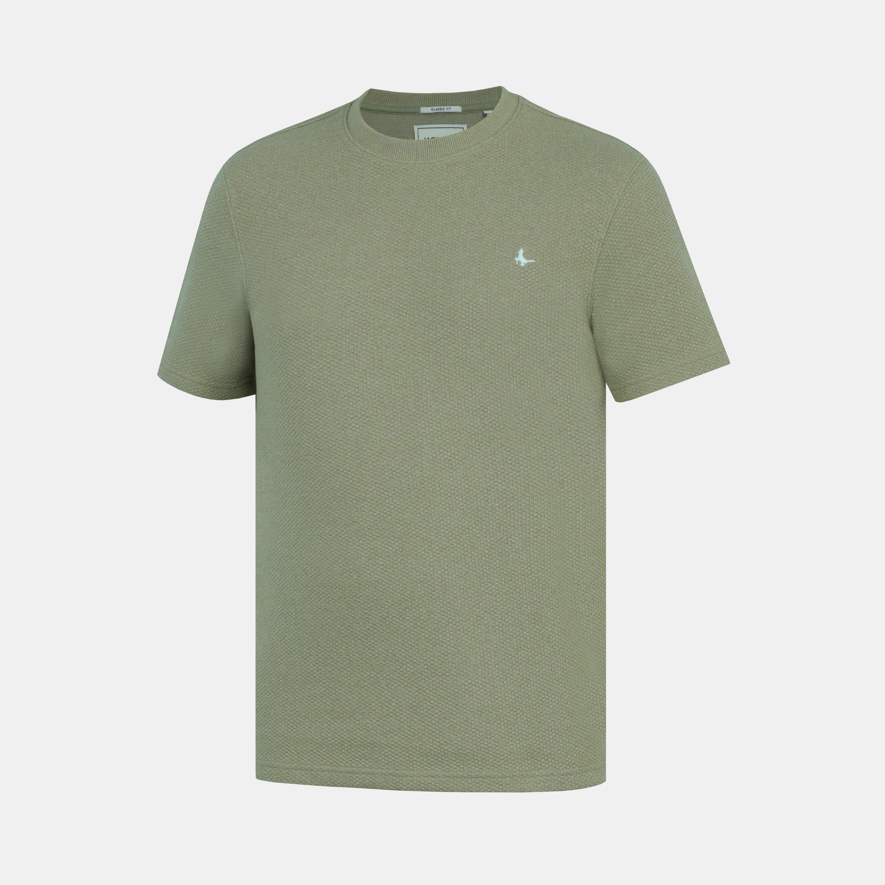 Salbeigrün - Jack Wills - Men's JW Bubble Texture Cotton Short Sleeve Crew Neck Oversized T-Shirt - 2