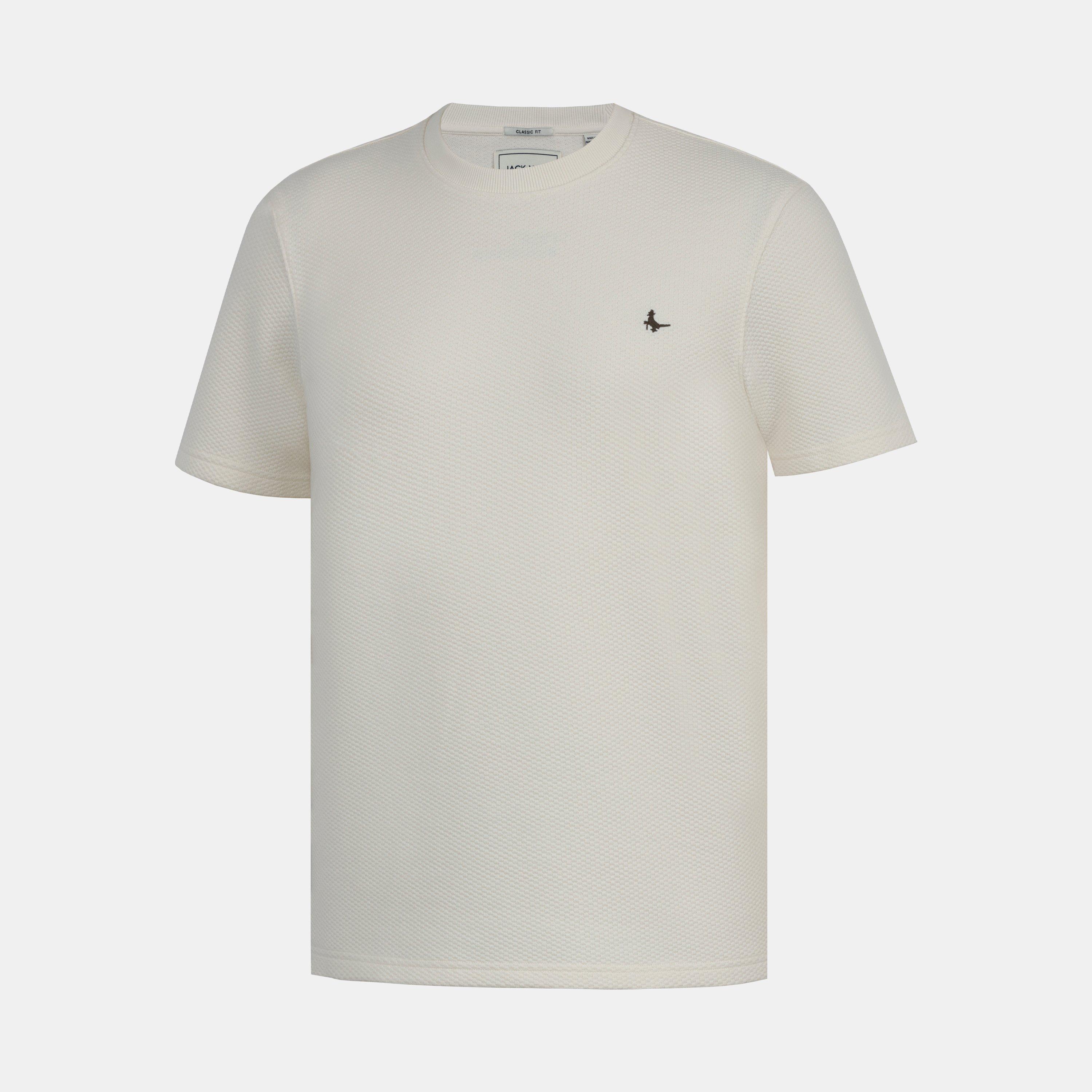 Beige - Jack Wills - Men's JW Bubble Texture Cotton Short Sleeve Crew Neck Oversized T-Shirt - 2