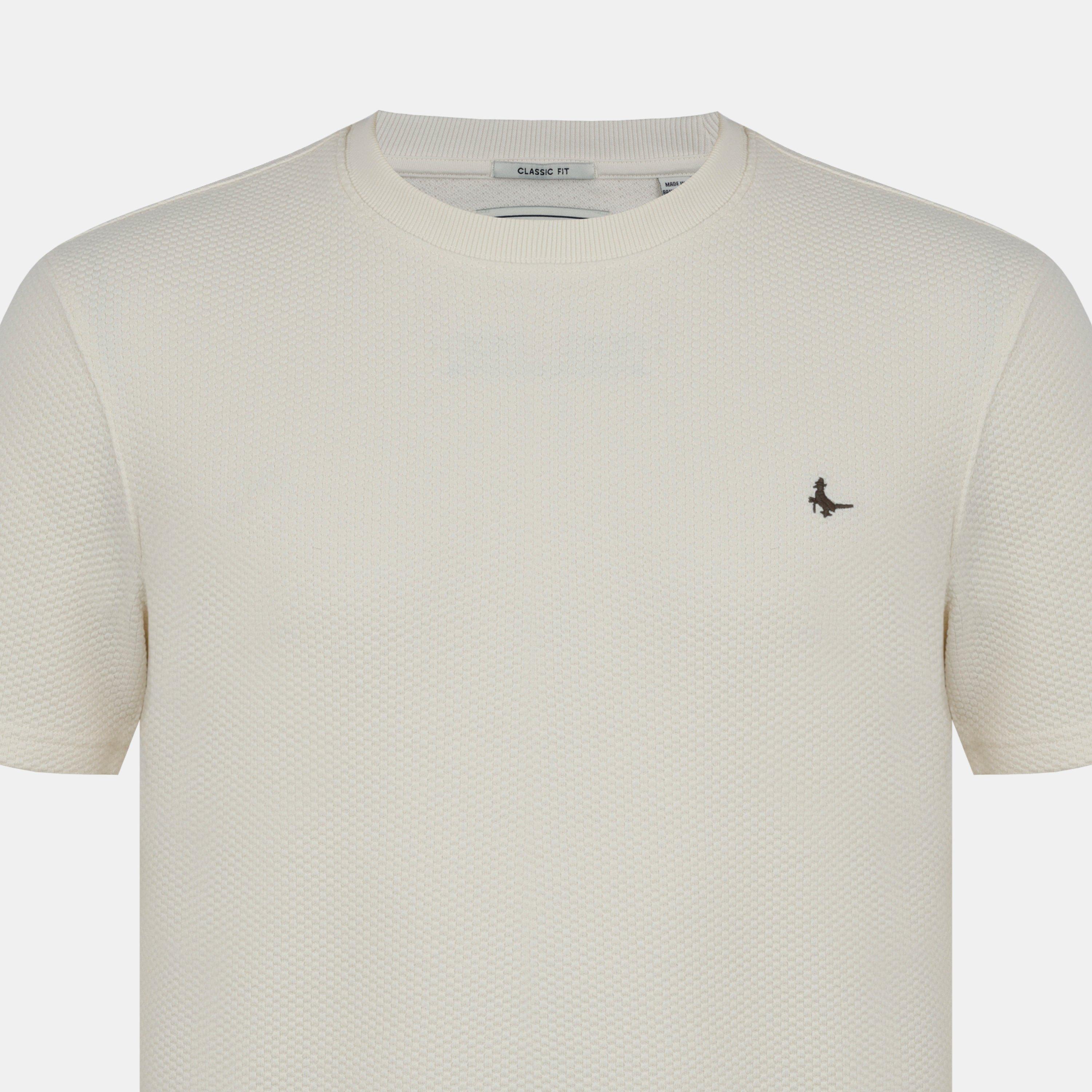 Beige - Jack Wills - Men's JW Bubble Texture Cotton Short Sleeve Crew Neck Oversized T-Shirt - 4
