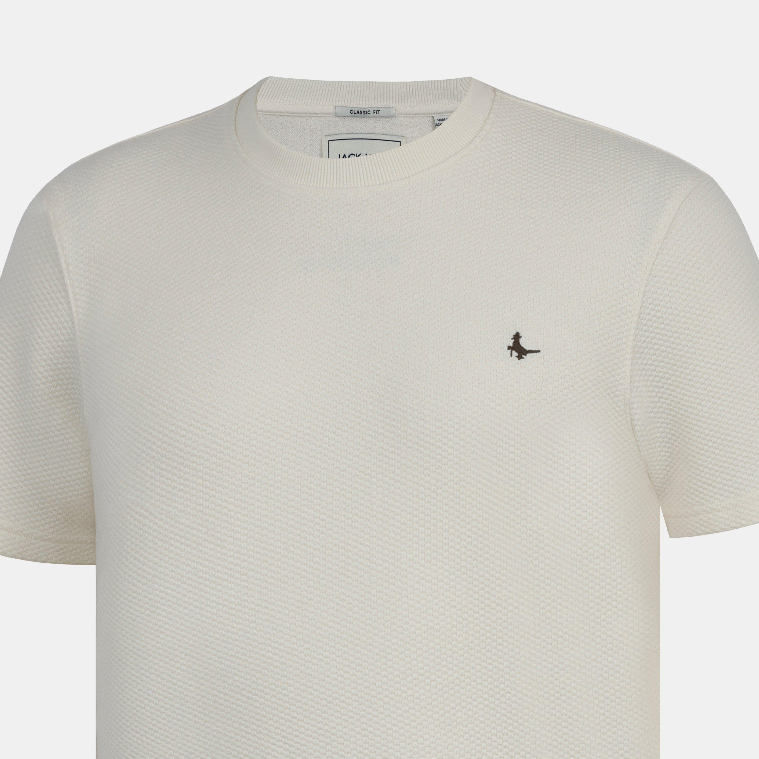 Beige - Jack Wills - Men's JW Bubble Texture Cotton Short Sleeve Crew Neck Oversized T-Shirt - 5