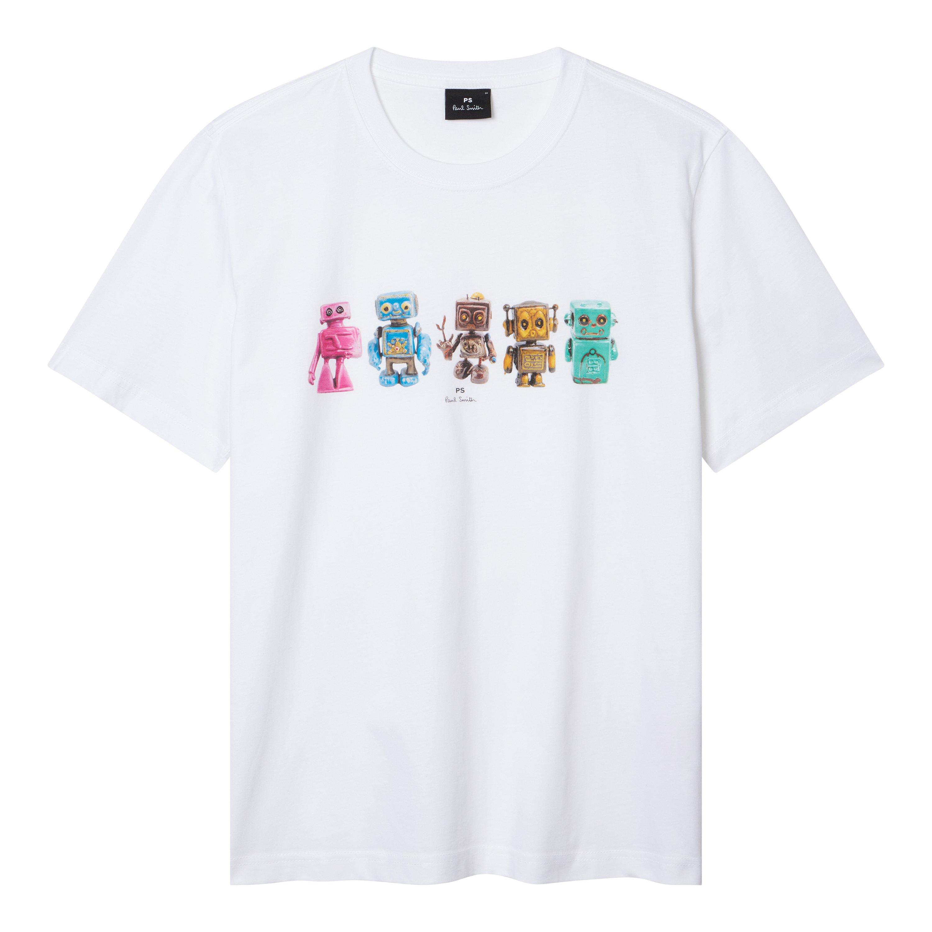 Ps Paul Smith Men's Robot Graphic Print T-Shirt - White 01 - 2XL