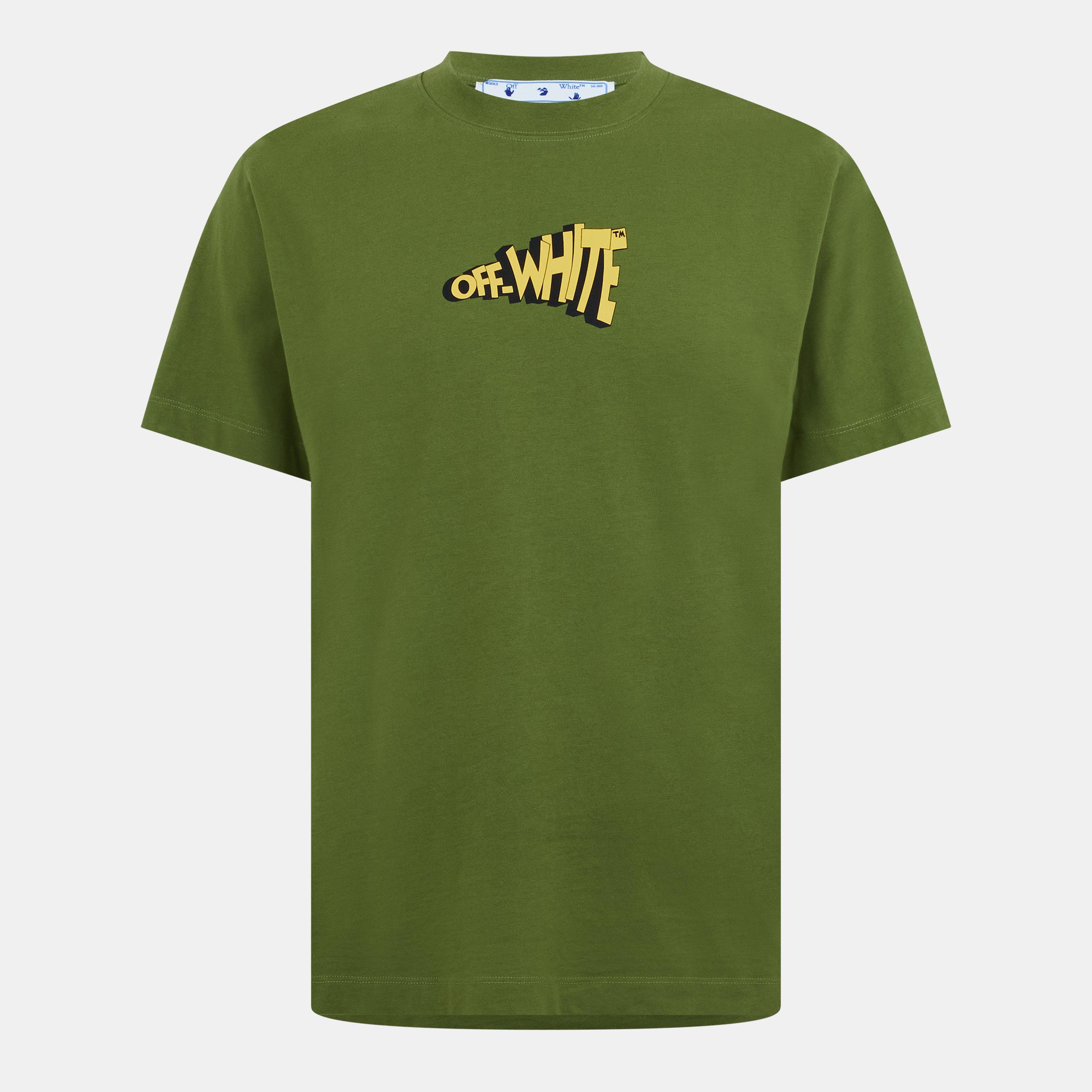 Off White Men's Slim Arrow Crew Neck Short Sleeve T-Shirt - Green/Yellow - XS