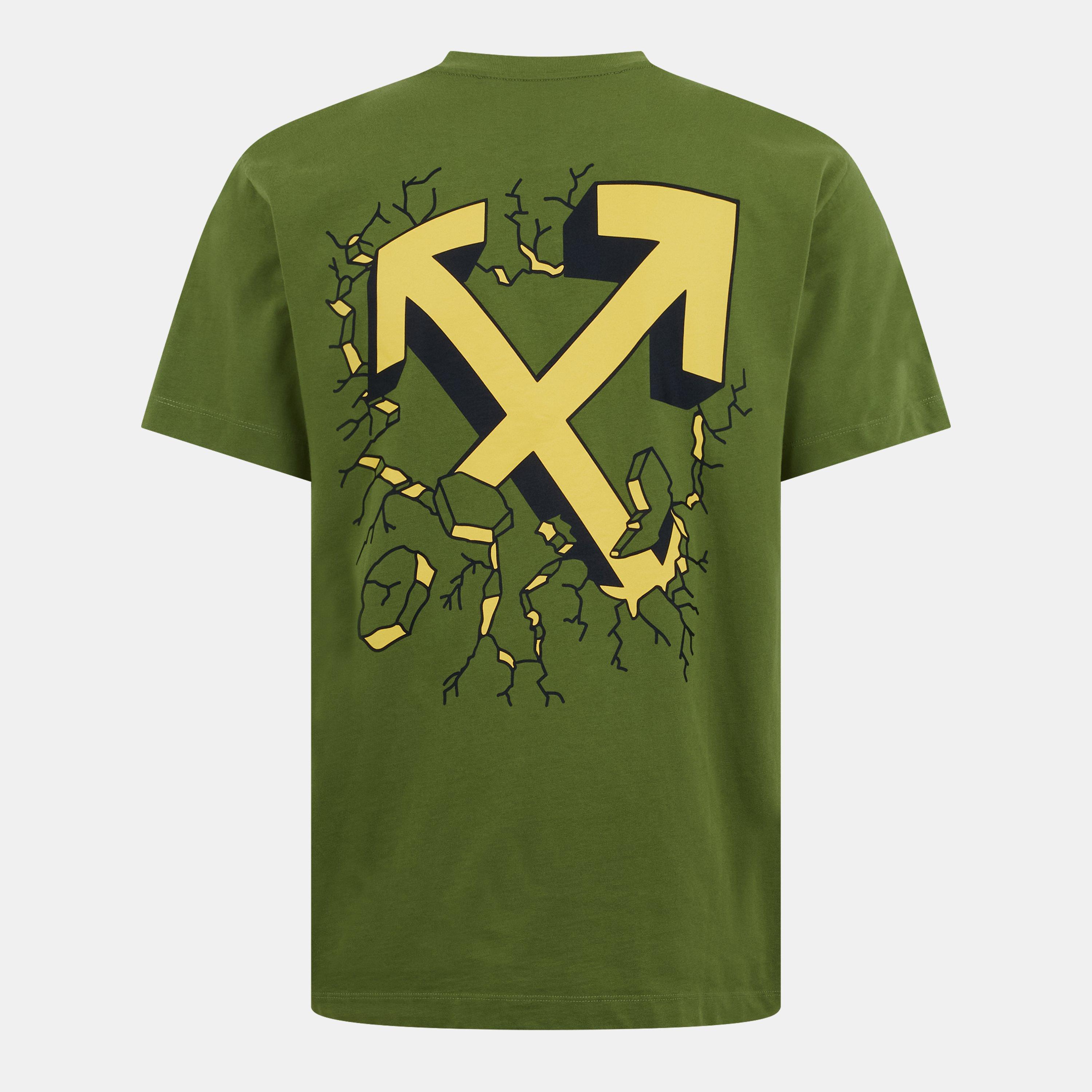 Green/Yellow - Off White - Men's Slim Arrow Crew Neck Short Sleeve T-Shirt - 2
