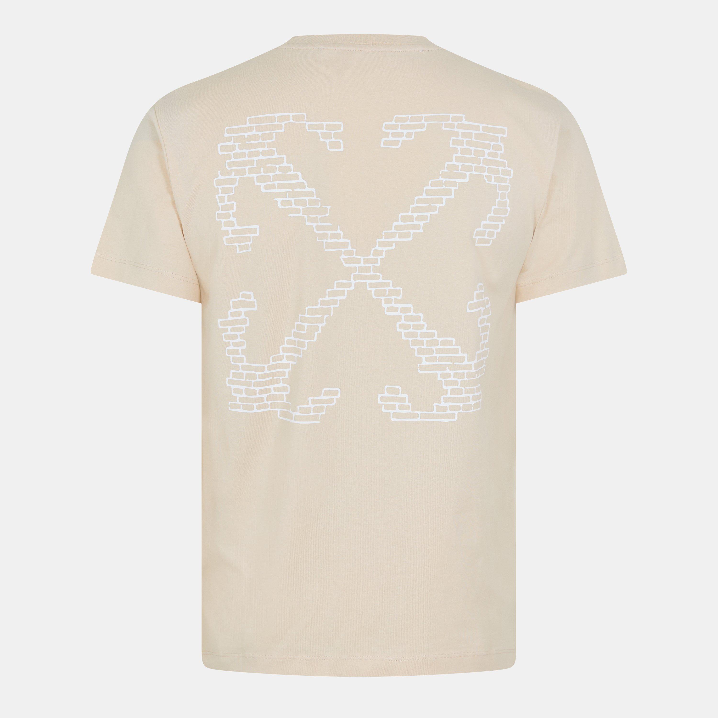 Beige/White - Off White - Men's Brick Arrow Crew Neck Short Sleeve T-Shirt - 2