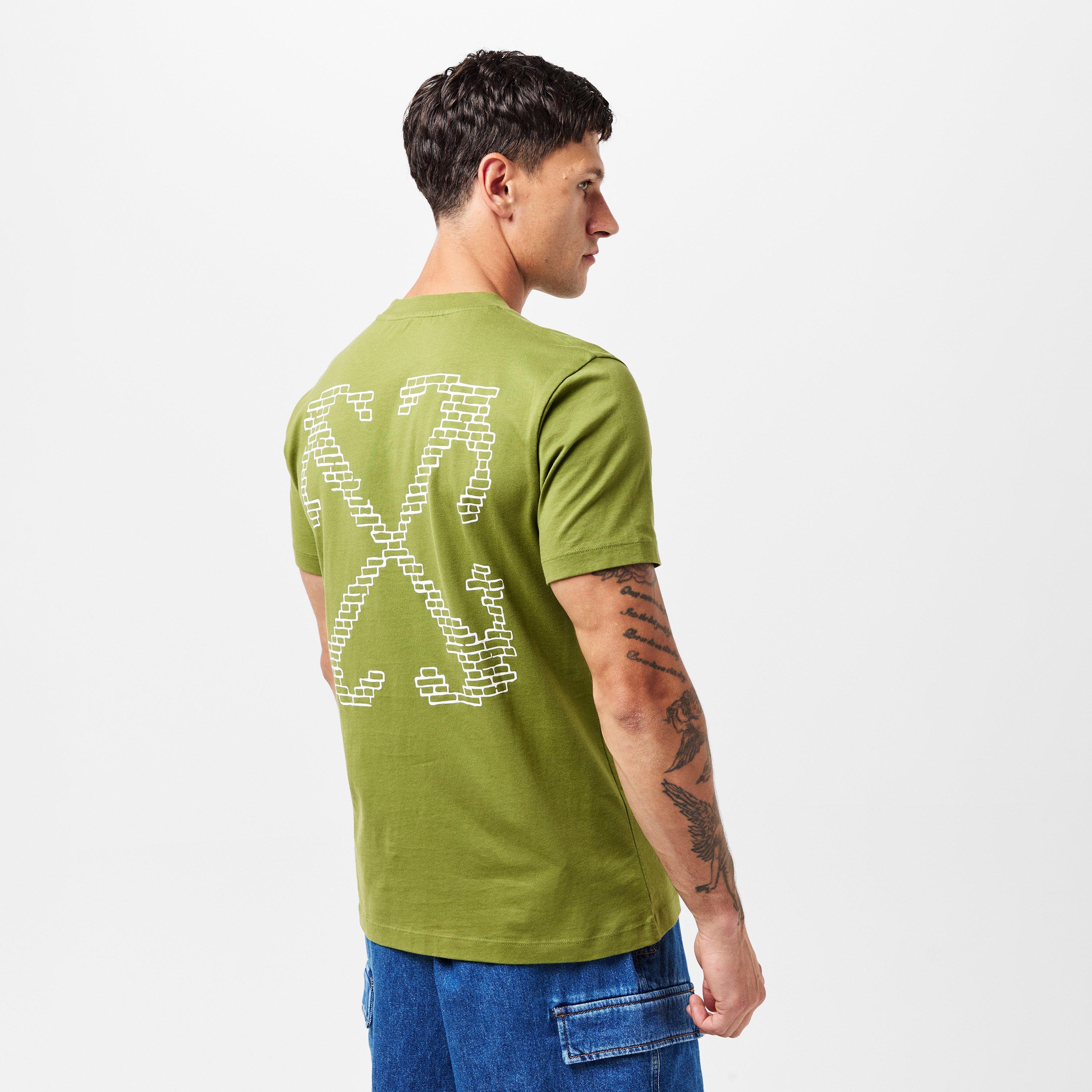 Groen/Wit - Off White - Men's Brick Arrow Crew Neck Short Sleeve T-Shirt - 4