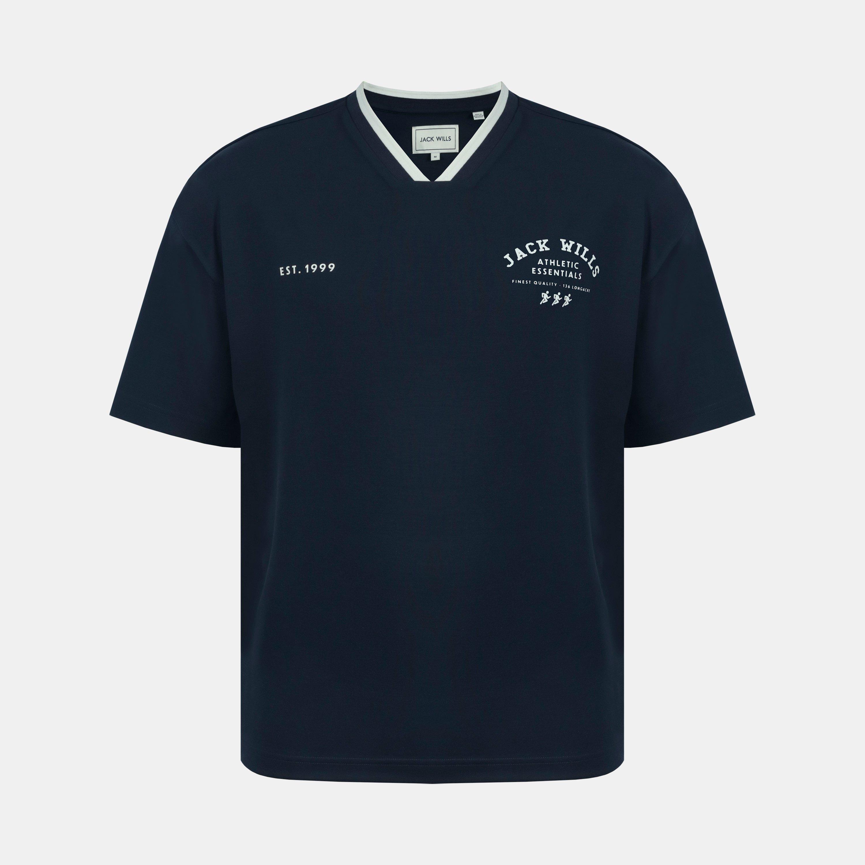 Marine - Jack Wills - Men's V-Neck Short Sleeve Oversized T-Shirt - 1