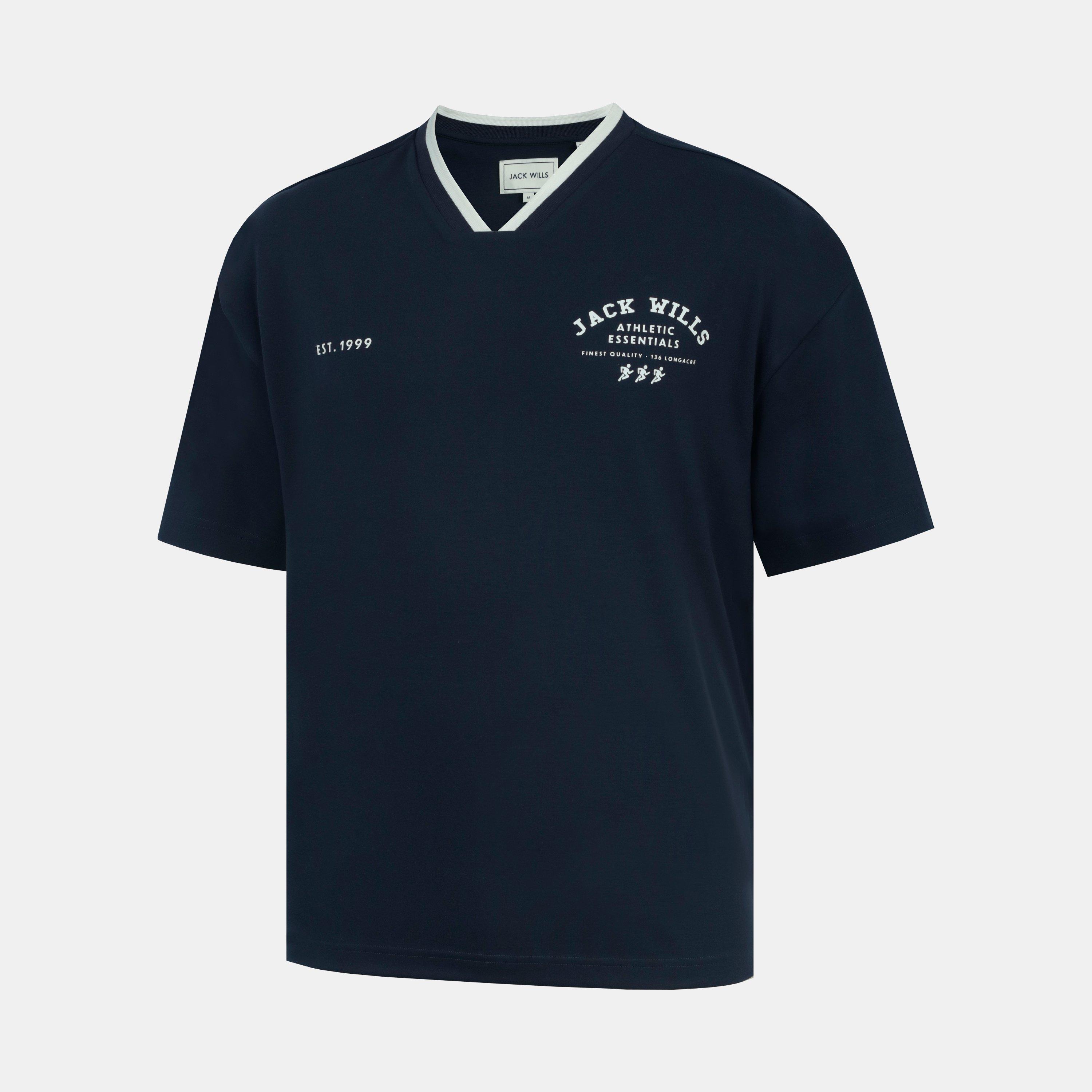 Marine - Jack Wills - Men's V-Neck Short Sleeve Oversized T-Shirt - 2