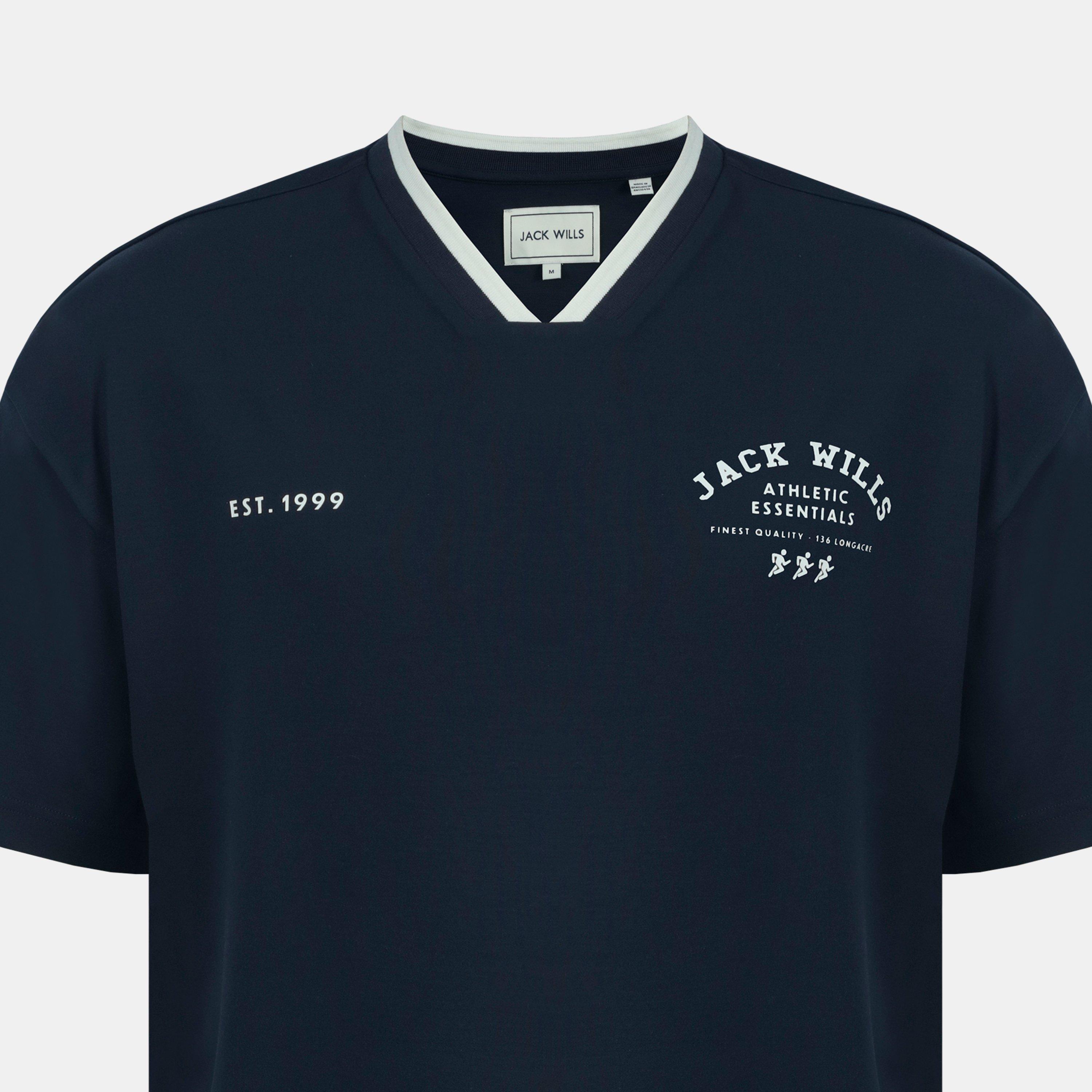 Marine - Jack Wills - Men's V-Neck Short Sleeve Oversized T-Shirt - 4