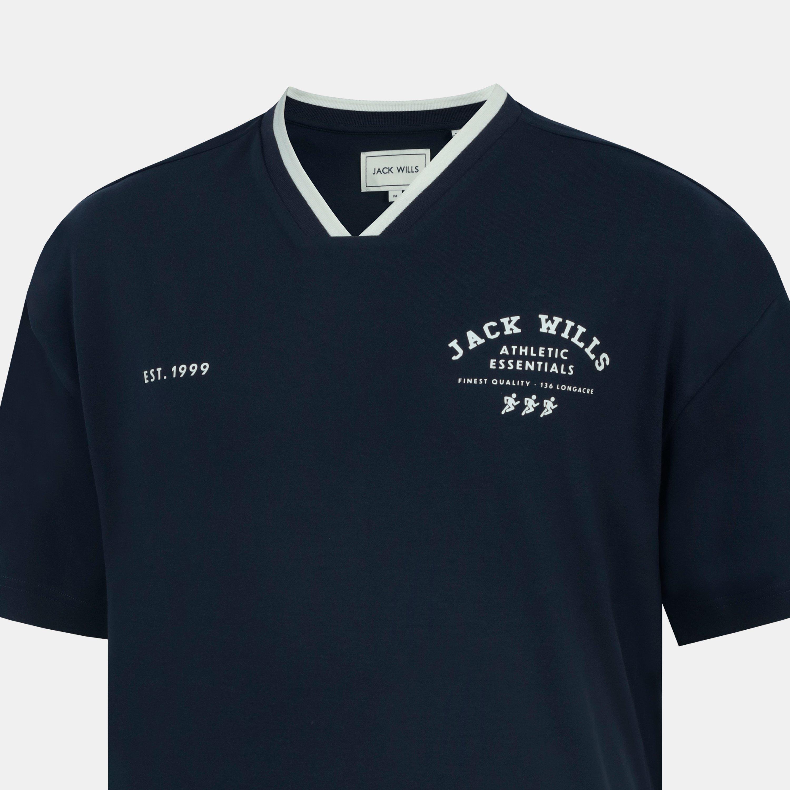 Marine - Jack Wills - Men's V-Neck Short Sleeve Oversized T-Shirt - 5
