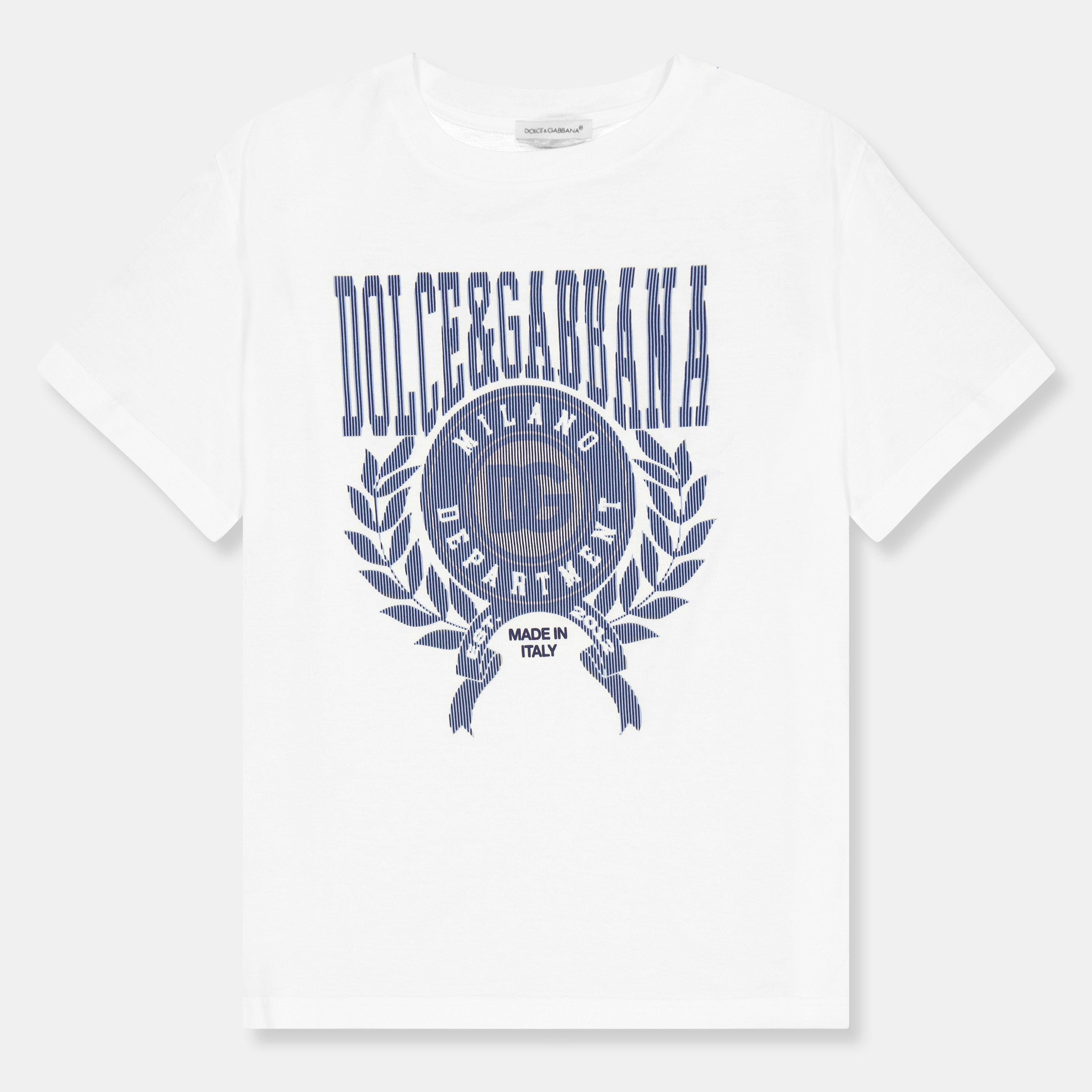 White W0111 - Dolce and Gabbana - Unisex Kids' Large Logo T-Shirt - 1