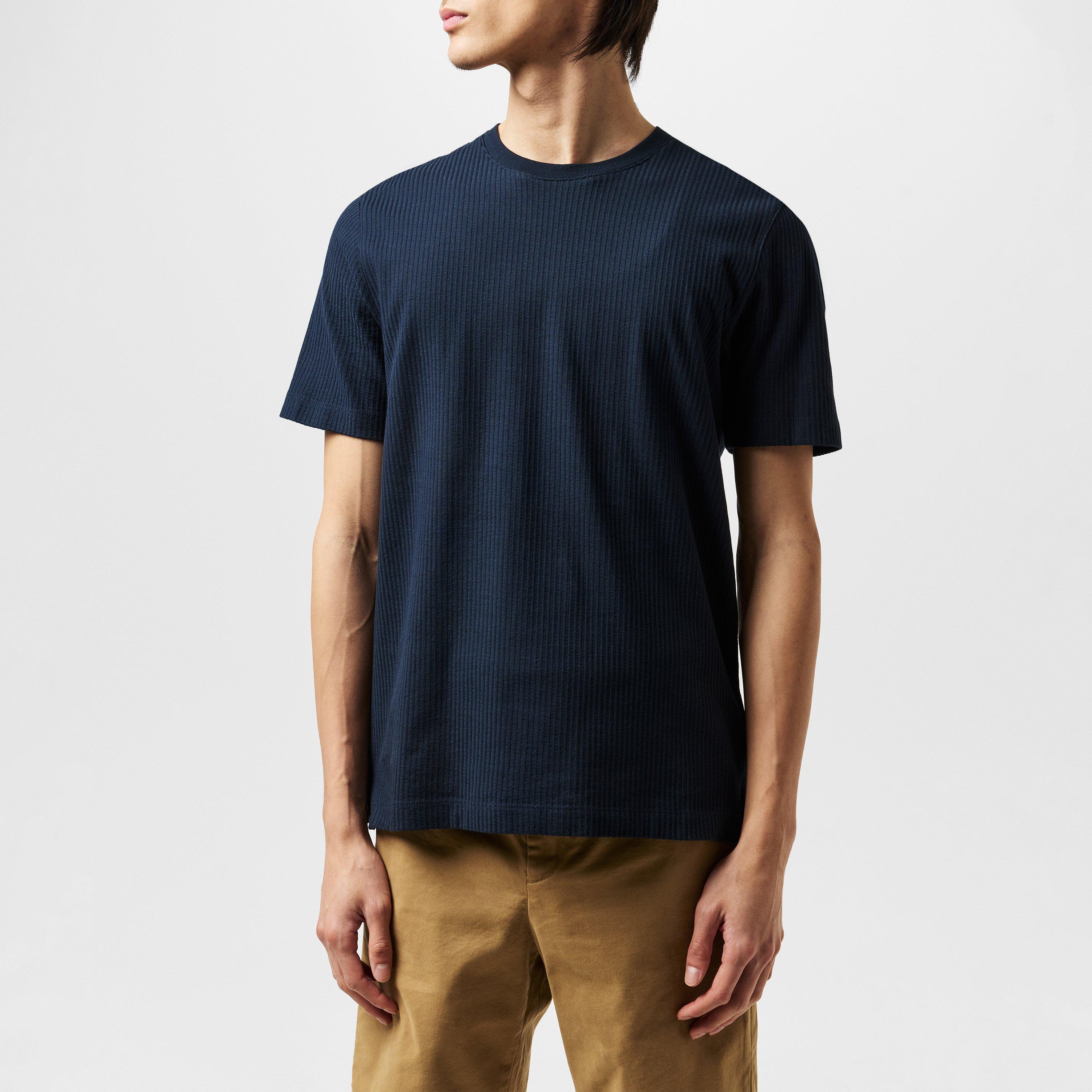 Navy - Ted Baker - Rakes Textured T-Shirt - 3
