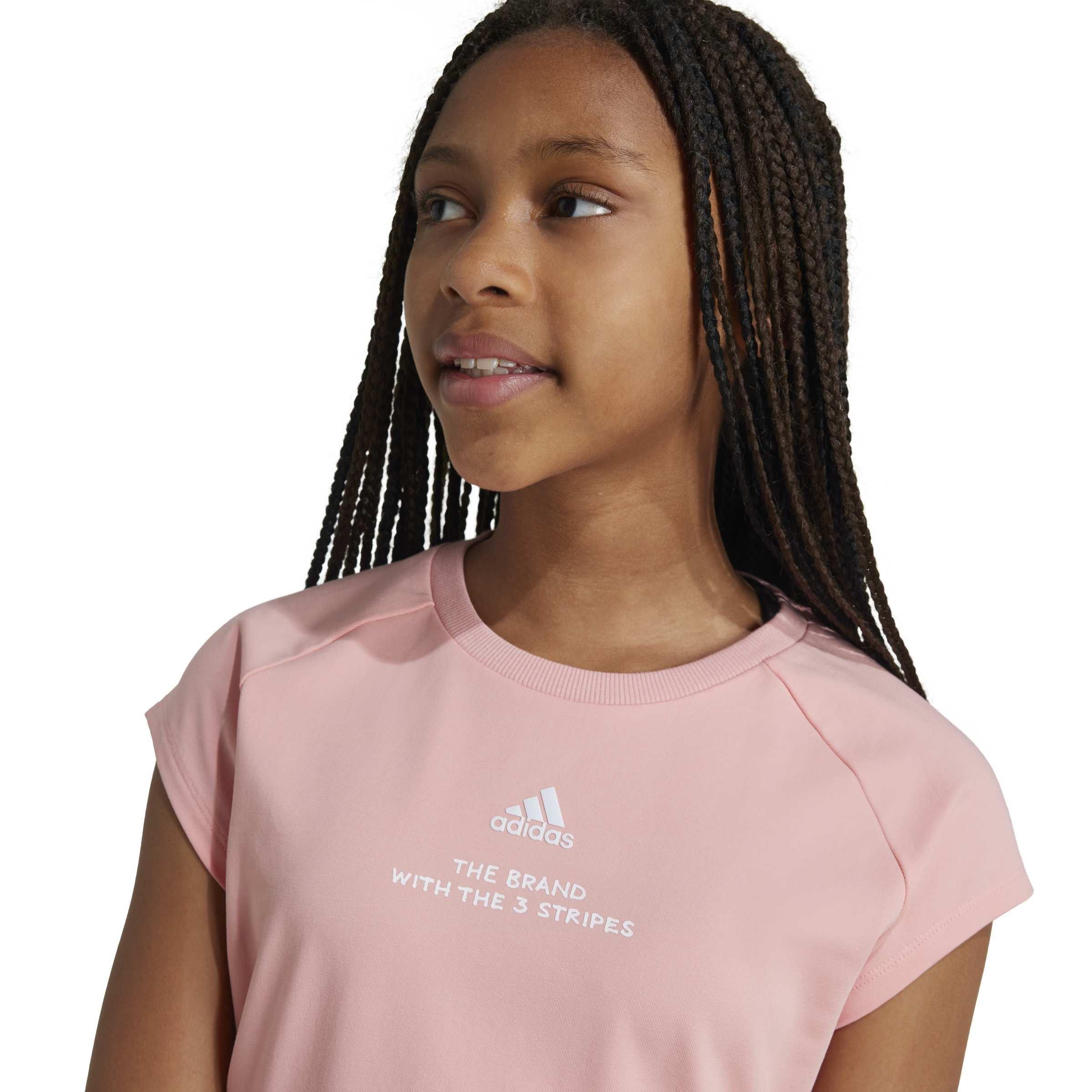 Sepisp/White - adidas - Kids' Jam Cotton Short-Sleeve Cropped Slim-Fit T-Shirt - 5