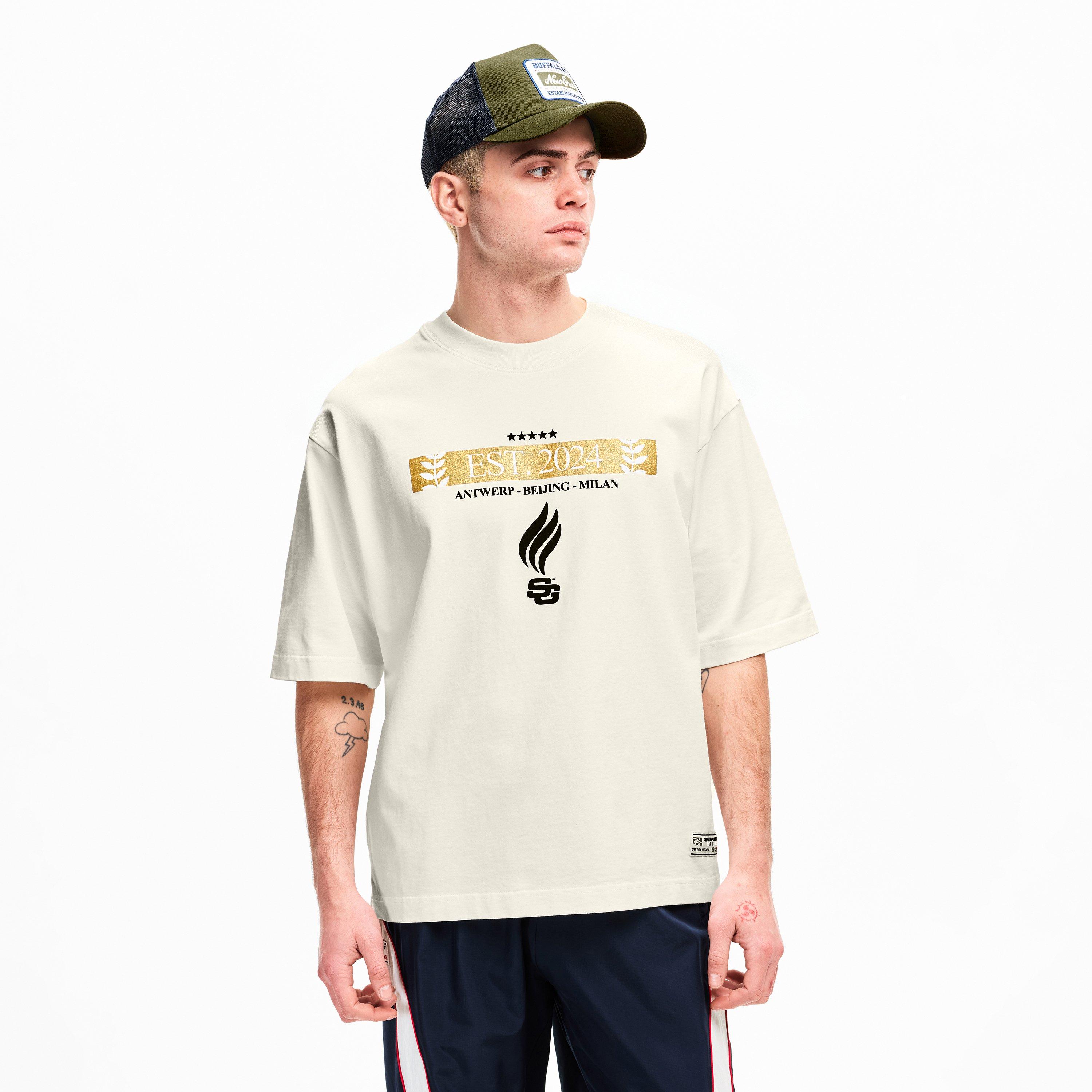 Cannoli Cream - Summer Games - Men's Laurel Logo Tee Oversized Fit Oversized T-Shirt - 3