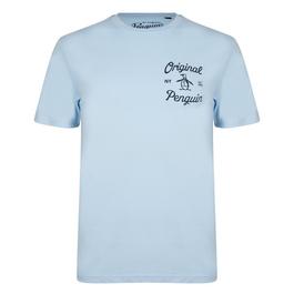 Original Penguin ellesse Panorama Gestreiftes T-Shirt in Marineblau-Bunt