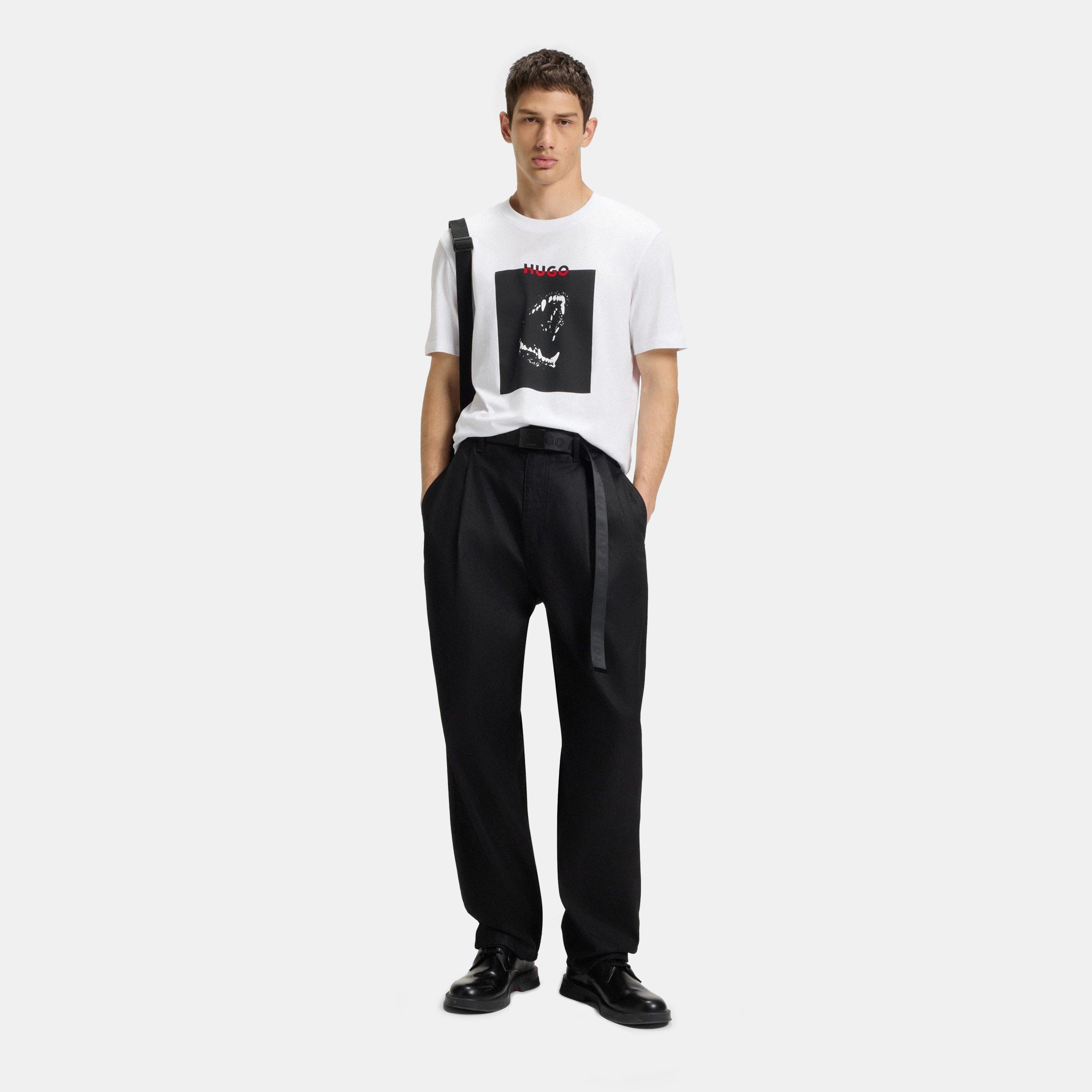 White 100 - Hugo - Dobermann Print T-Shirt - 4