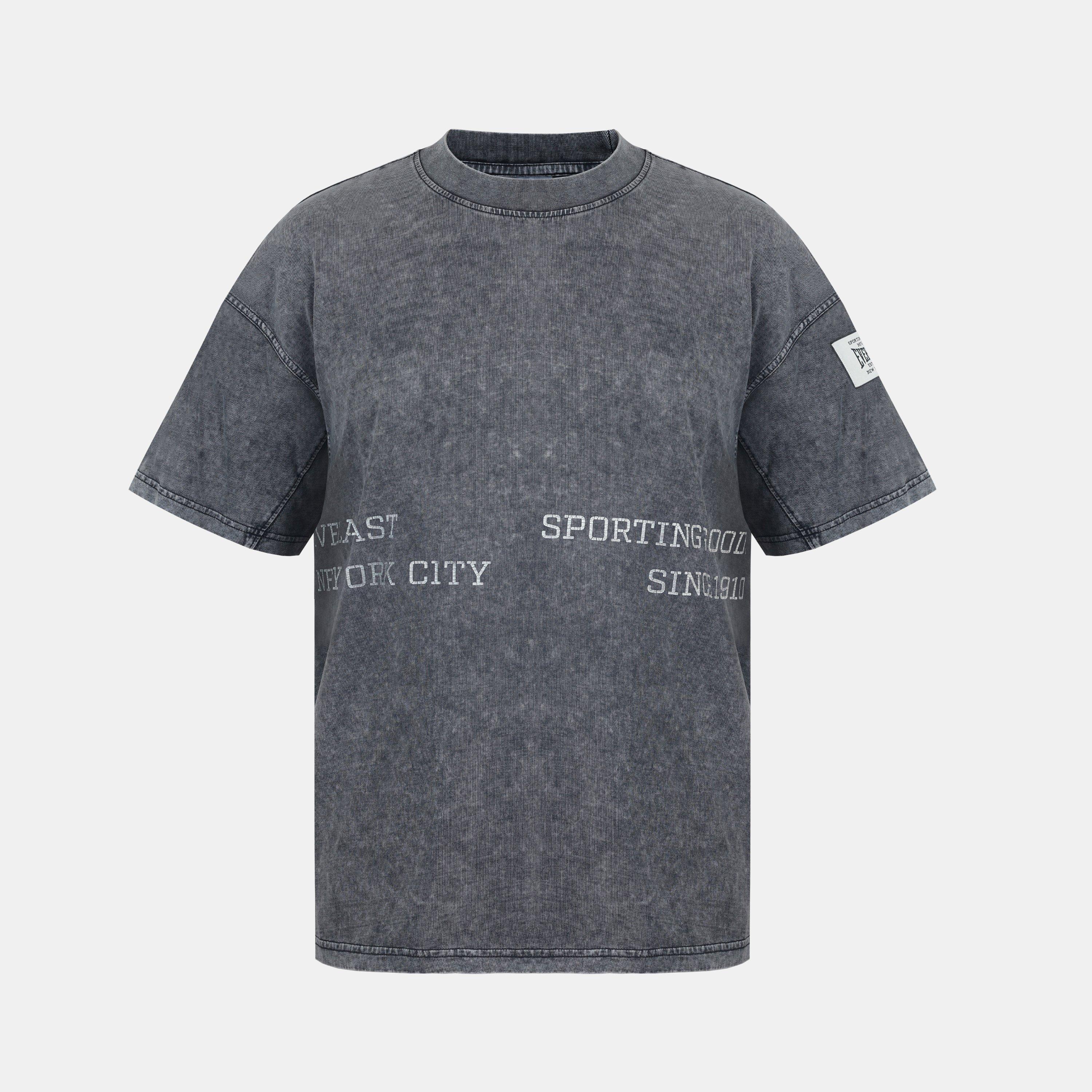Everlast Men's Nyc Linear Oversized T-Shirt - Washed Grey - L