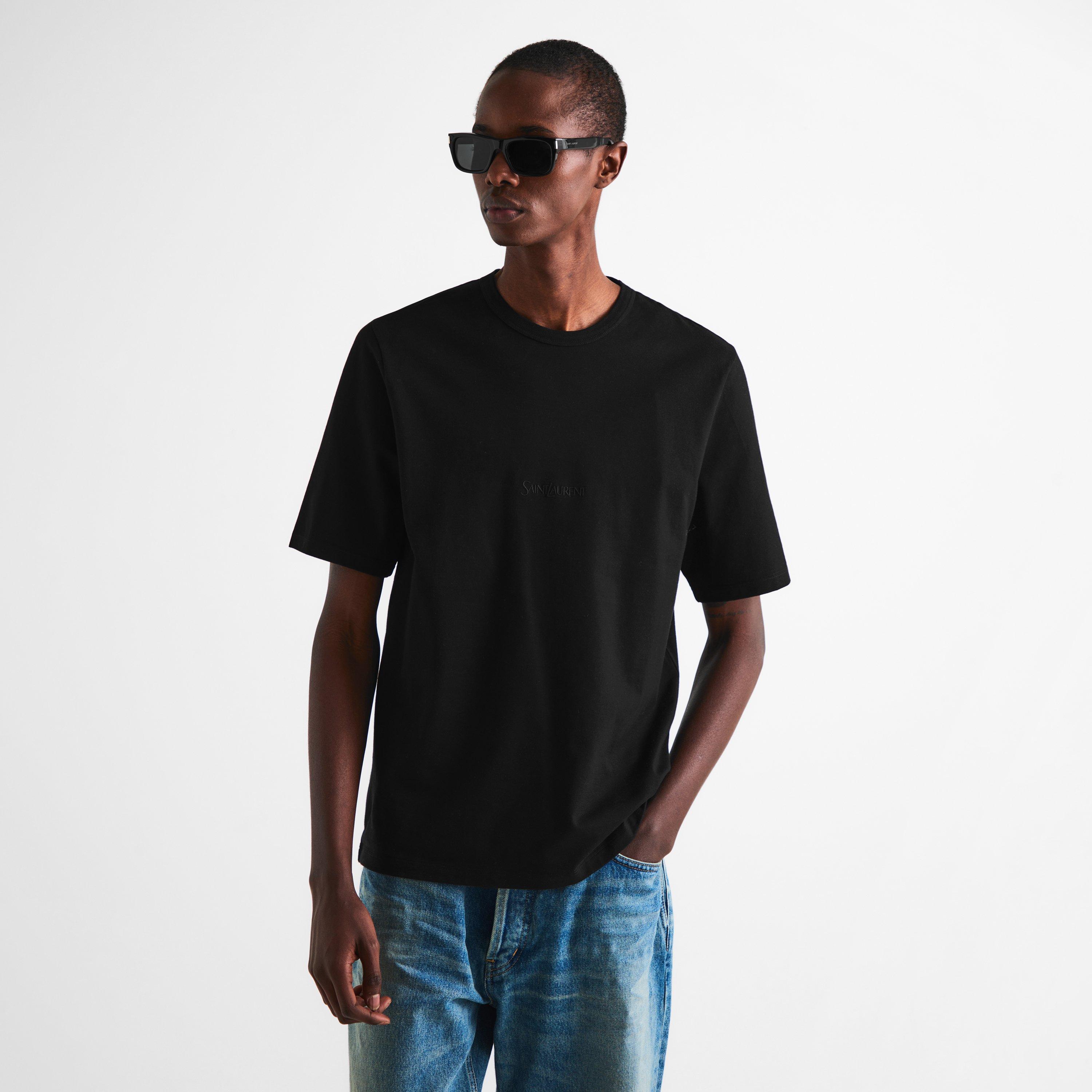 Black - Saint Laurent - Men's Logo T-Shirt - 3