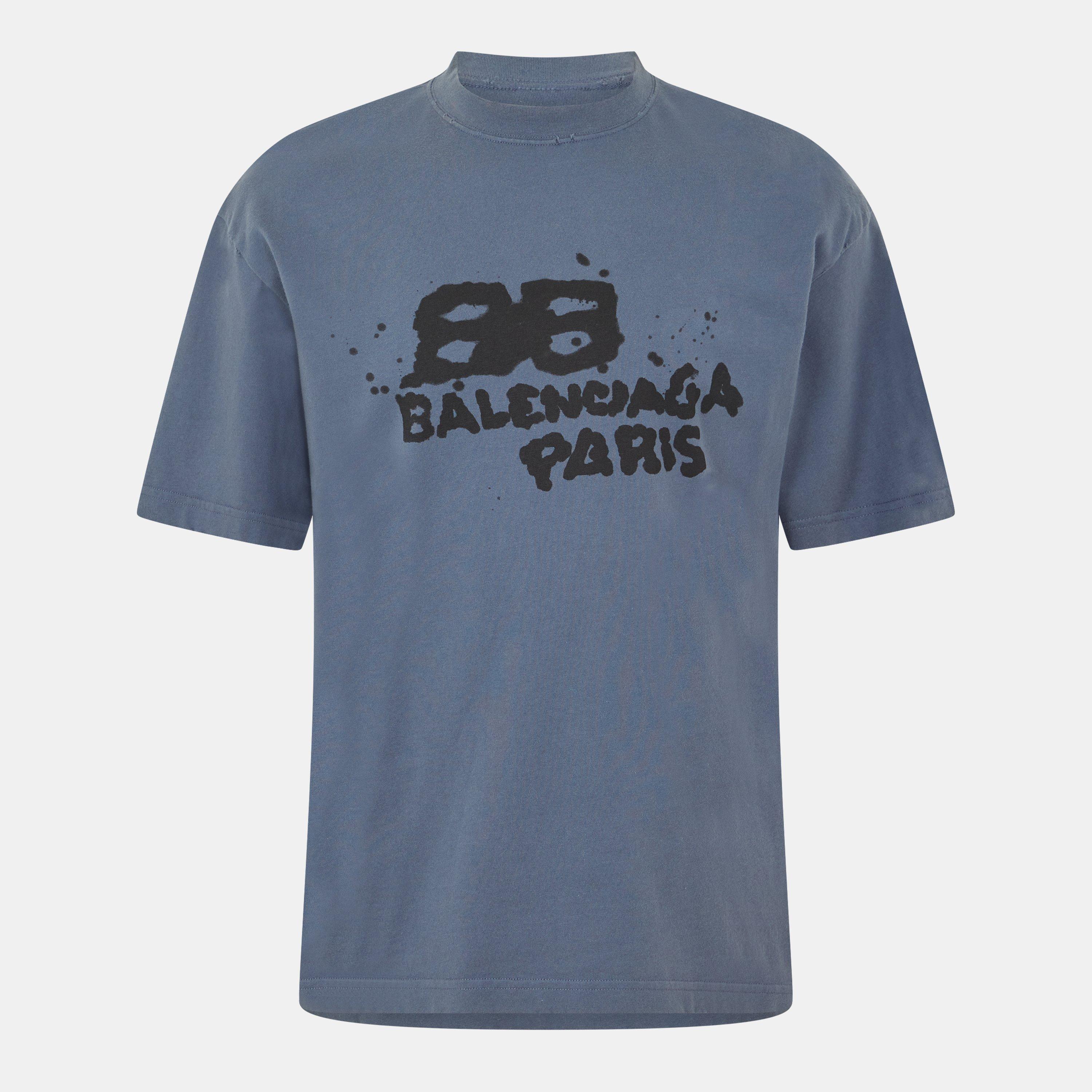 Blue/Black - Balenciaga - Men's Regular Fit T-Shirt - 1