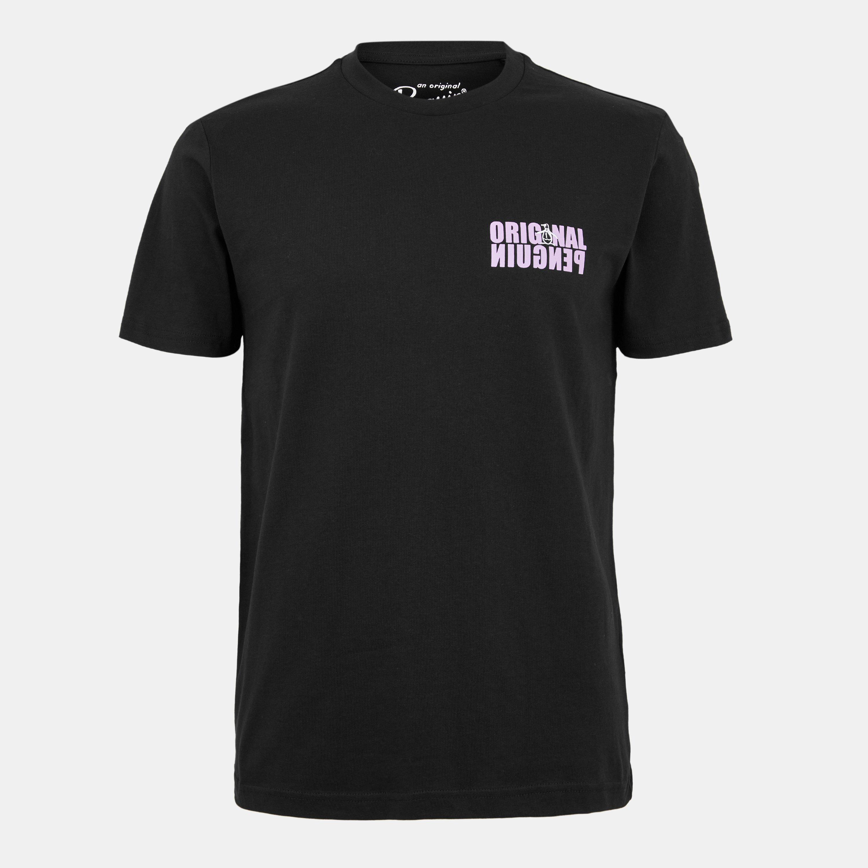 Original Penguin Men's Reverse Graphic Regular Fit T-Shirt - True Black - Medium
