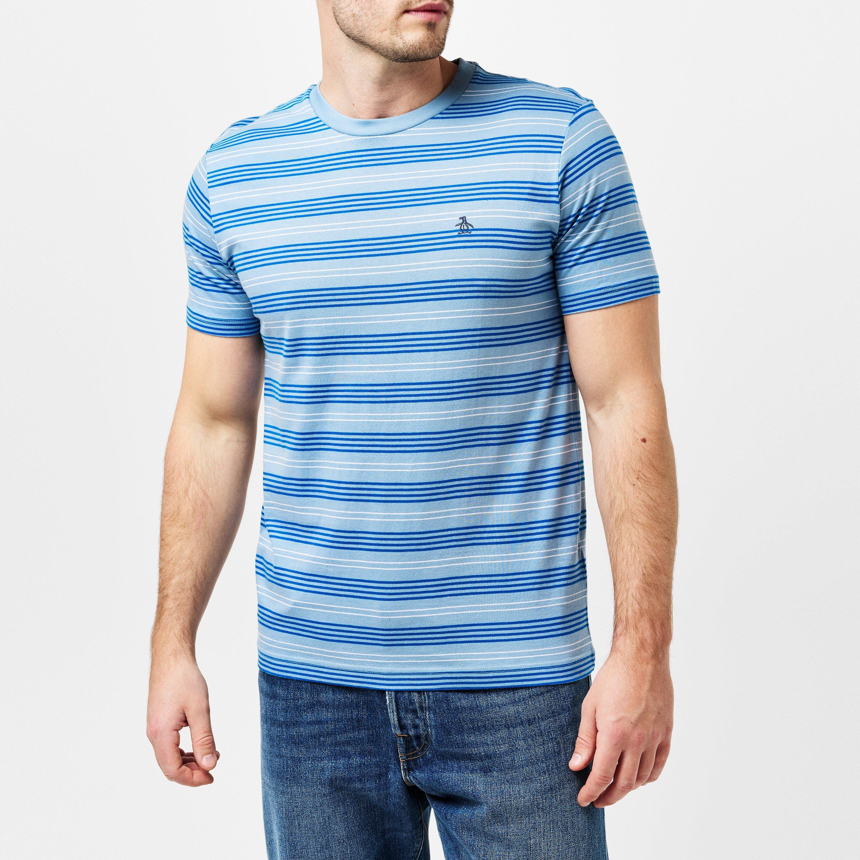 Klassisk Blå - Original Penguin - Regular Fit Stripe T-Shirt - 3