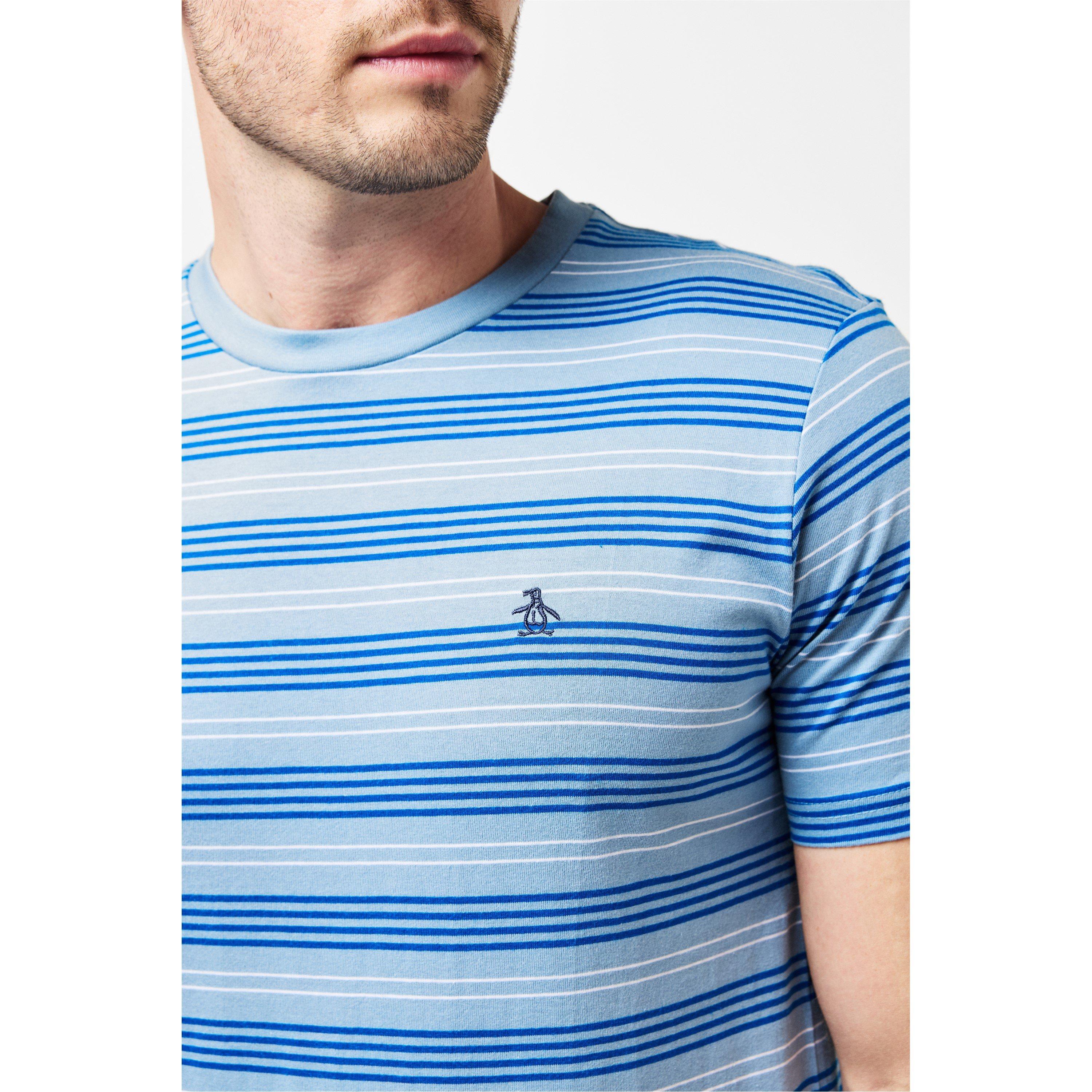 Klassisk Blå - Original Penguin - Regular Fit Stripe T-Shirt - 5