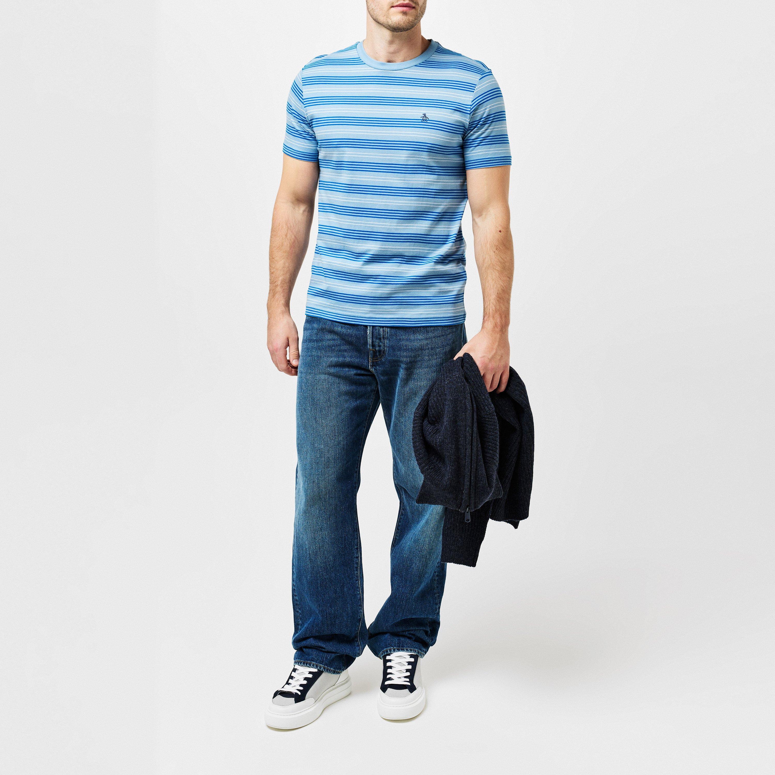 Klassisk Blå - Original Penguin - Regular Fit Stripe T-Shirt - 6