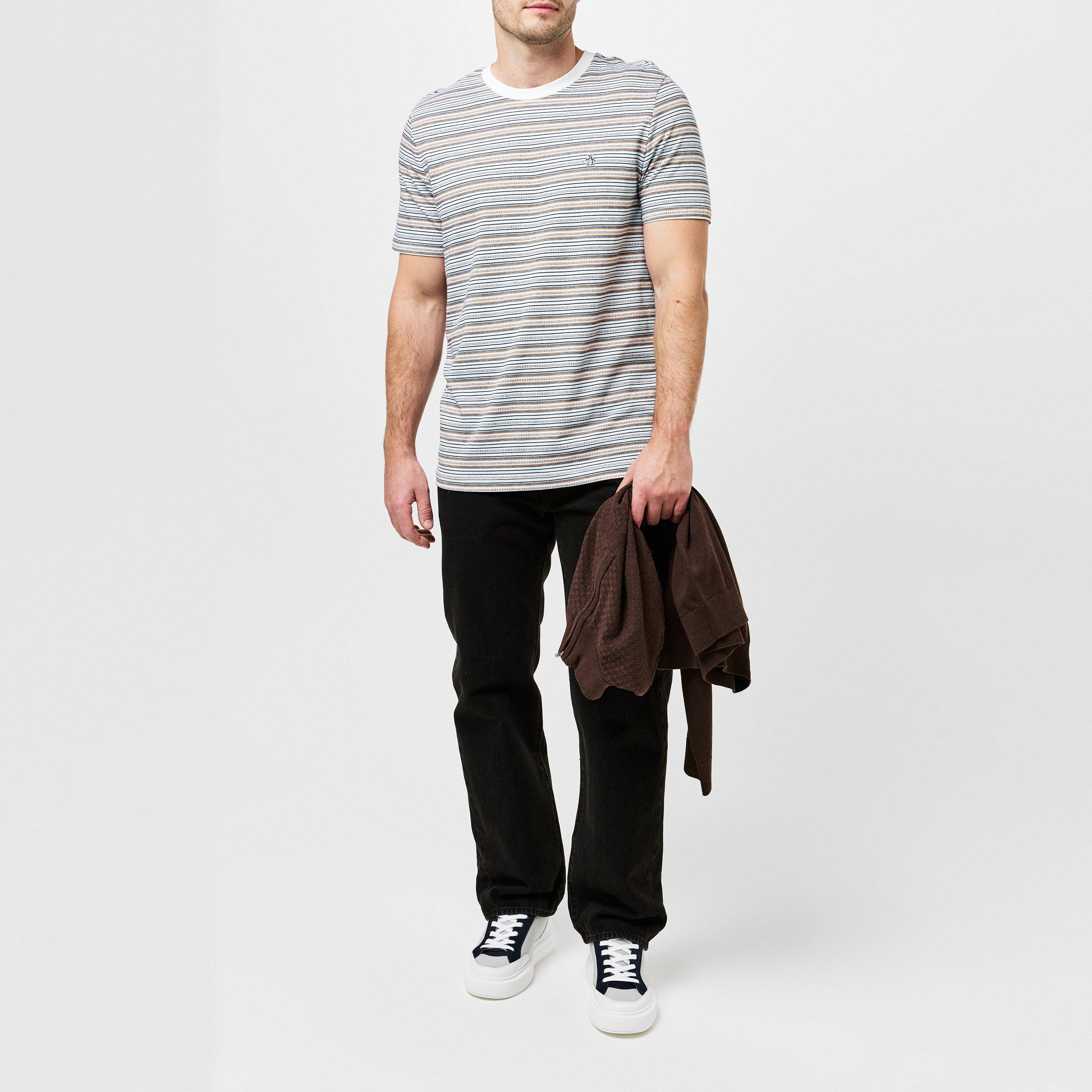 Bright White - Original Penguin - Striped T-Shirt Mens - 6