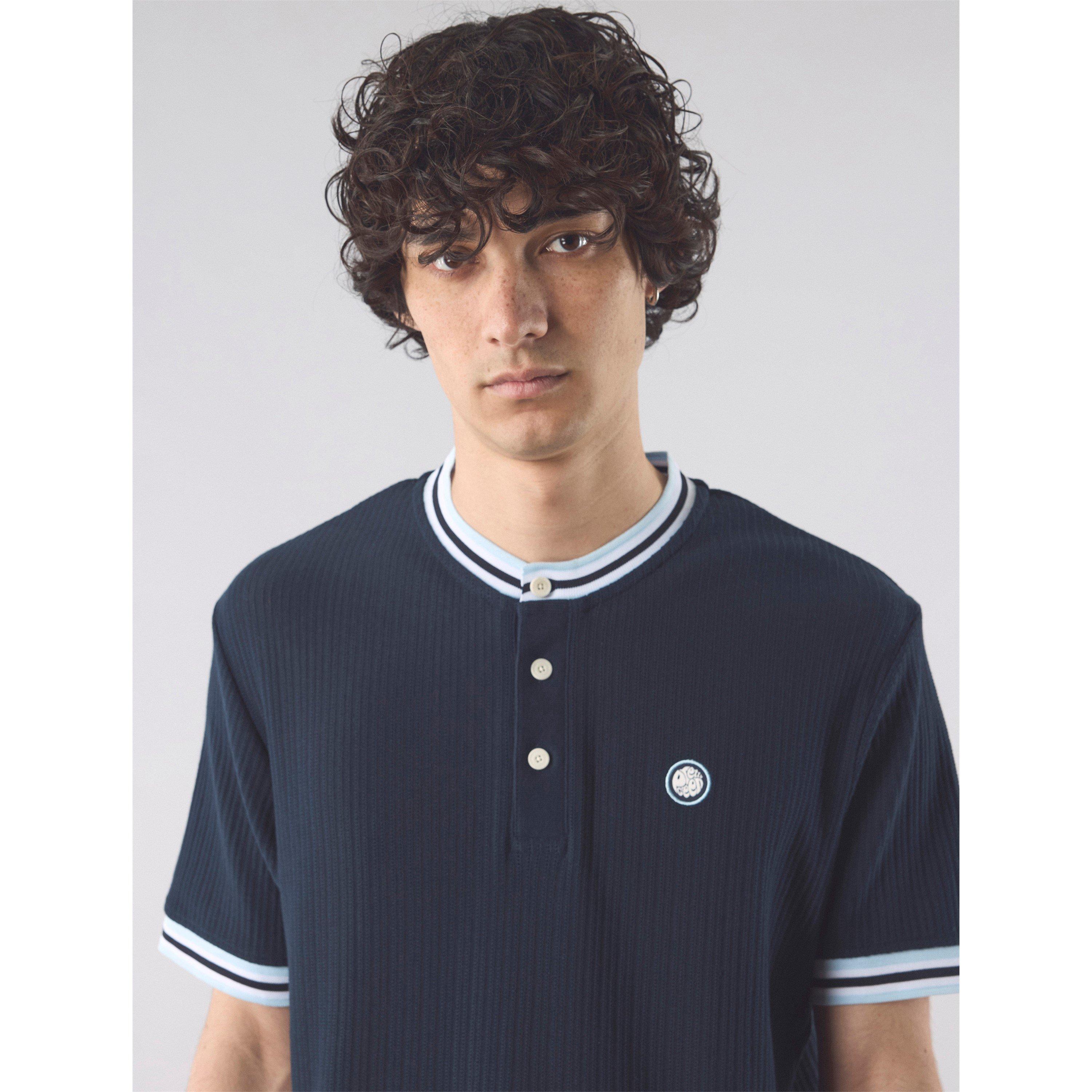 Marineblauw - Pretty Green - Men's PG Cressa Grandad Regular Fit T-Shirt - 3