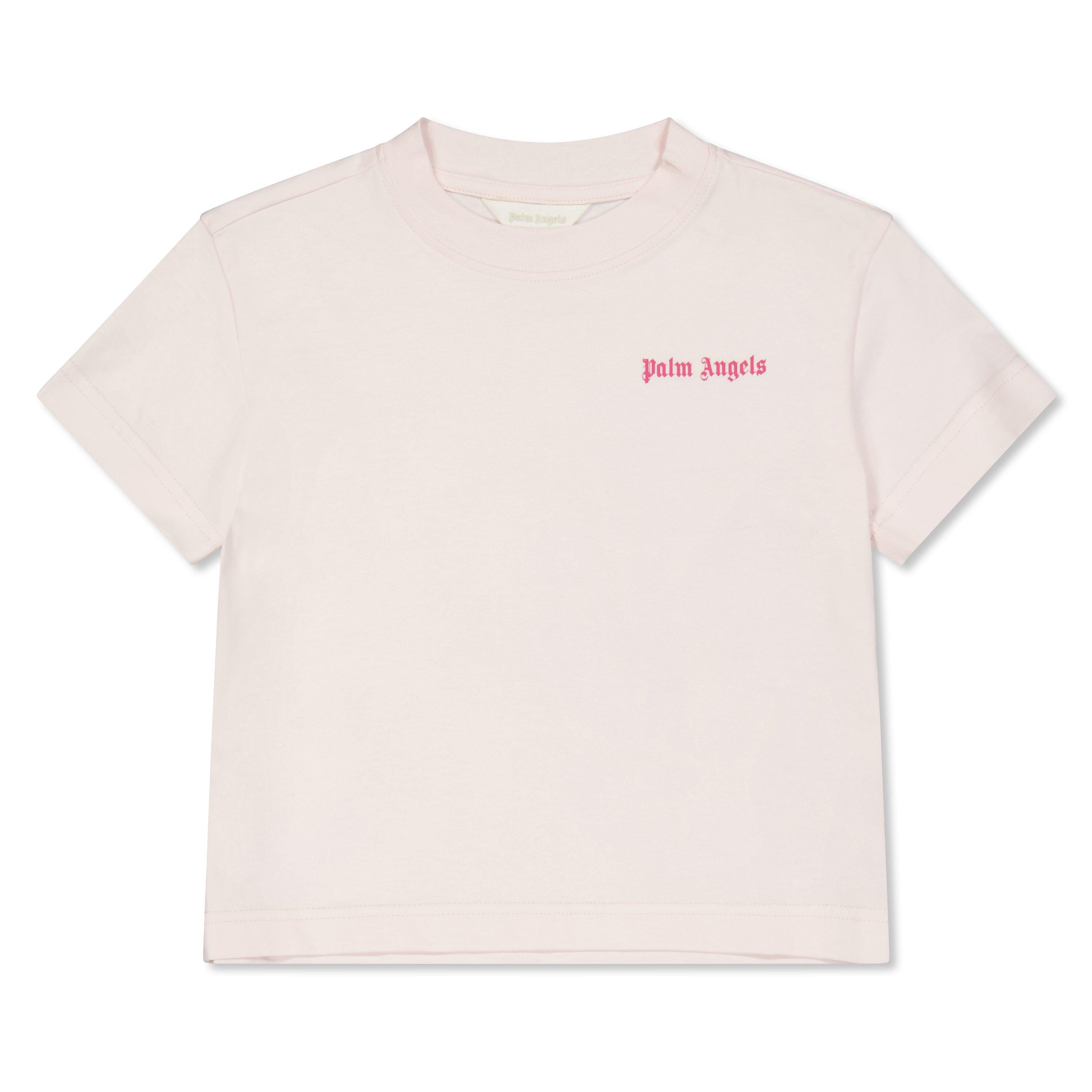 Palm Angels Women's Baby Pink Palm Logo Tee Jn62 - 12Y