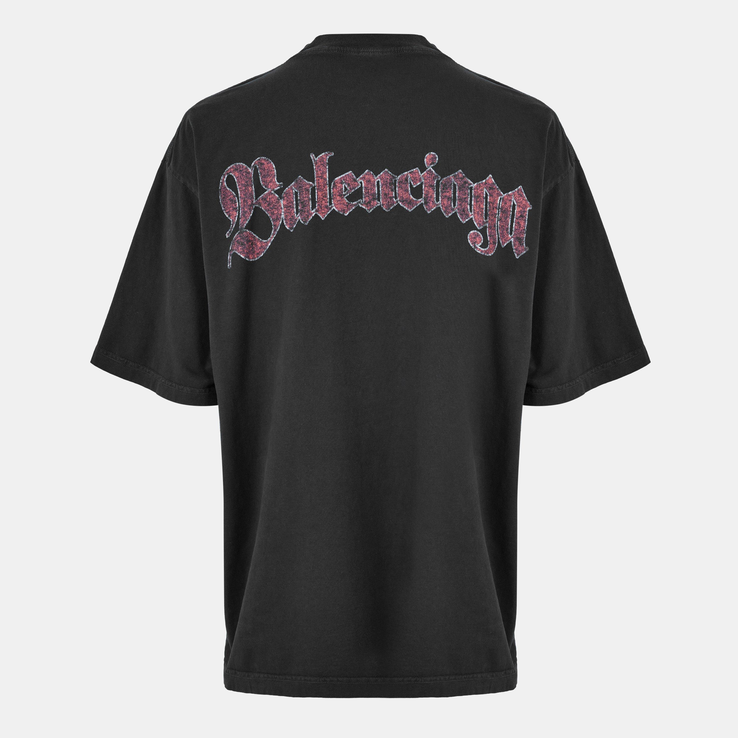 Faded Wsh Black - Balenciaga - Men's Bal Spiral Regular Fit T-Shirt - 2